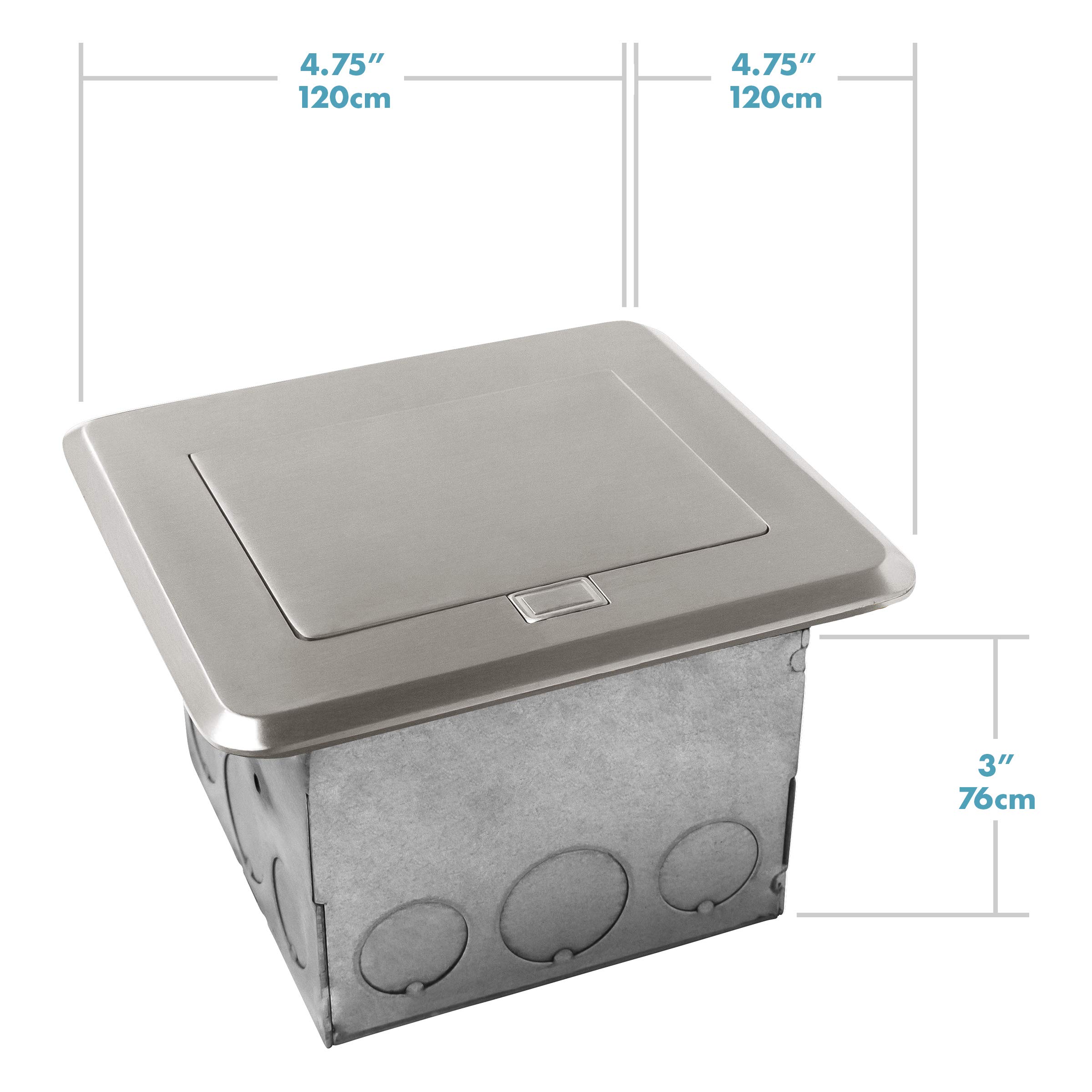 ENERLITES Soft Pop-Up Square Floor Box Kit with 4A USB Charging & 20A Tamper-Proof Weather-Resistant Outlet - Watertight Gasket, Corrosion-Resistant Nickel Plated Brass Cover (Model 961248-S-USB) - Ideal for Outdoor Patios, Decks & Commercial Spaces