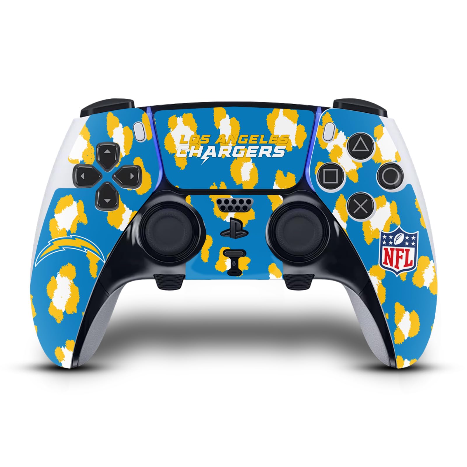 Official NFL Licensed Los Angeles Chargers Leopard Vinyl Gaming Skin Sticker Cover Compatible with Sony PlayStation 5 PS5 DualSense Edge Controller - Perfect for Gaming Enthusiasts & Team Fans