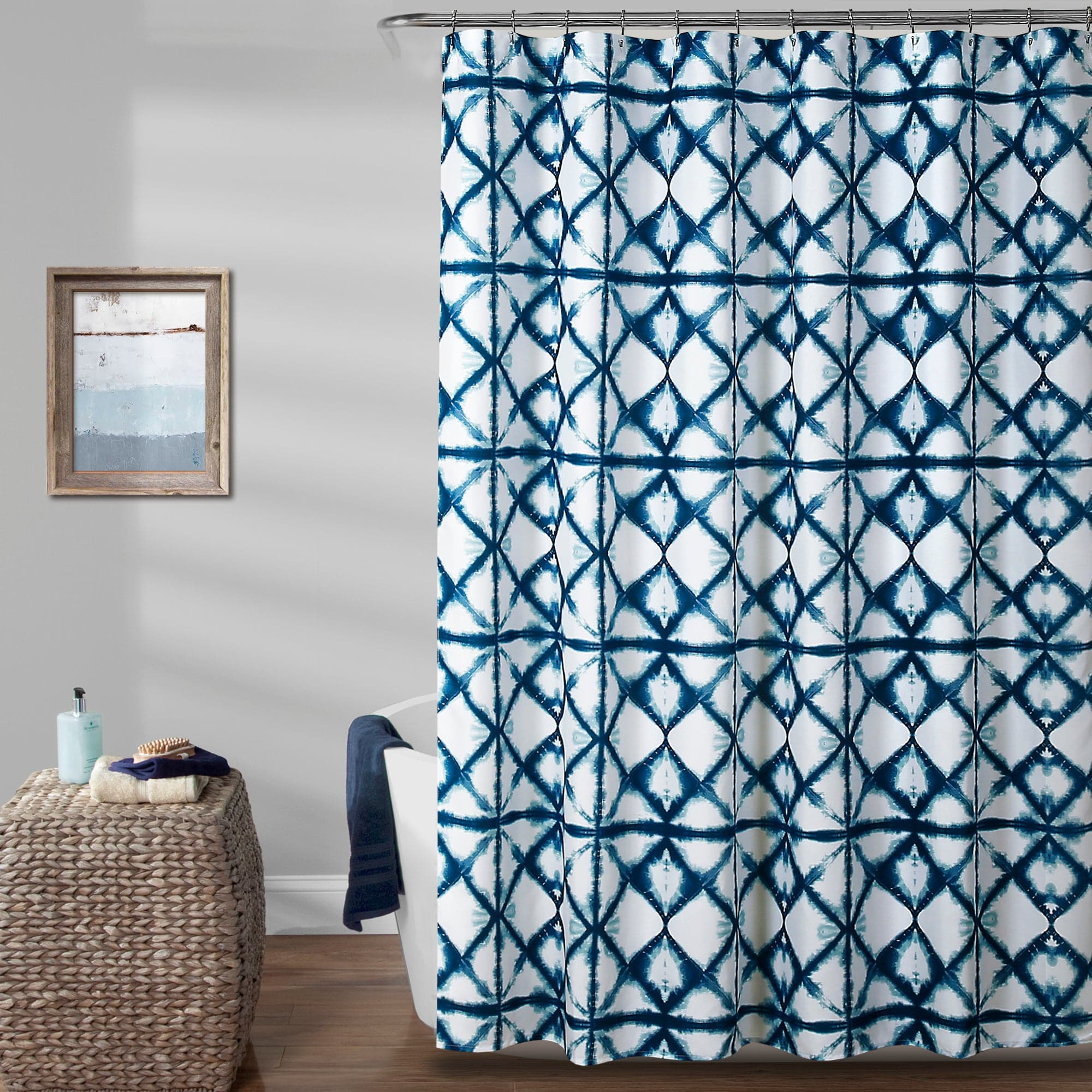 Vibrant Geo Shibori Tie-Dye Shower Curtain - Waterproof Bathroom Decor for Modern & Bohemian Style Homes - Perfect for Spa-Like Showers and Coastal Themed Bathrooms