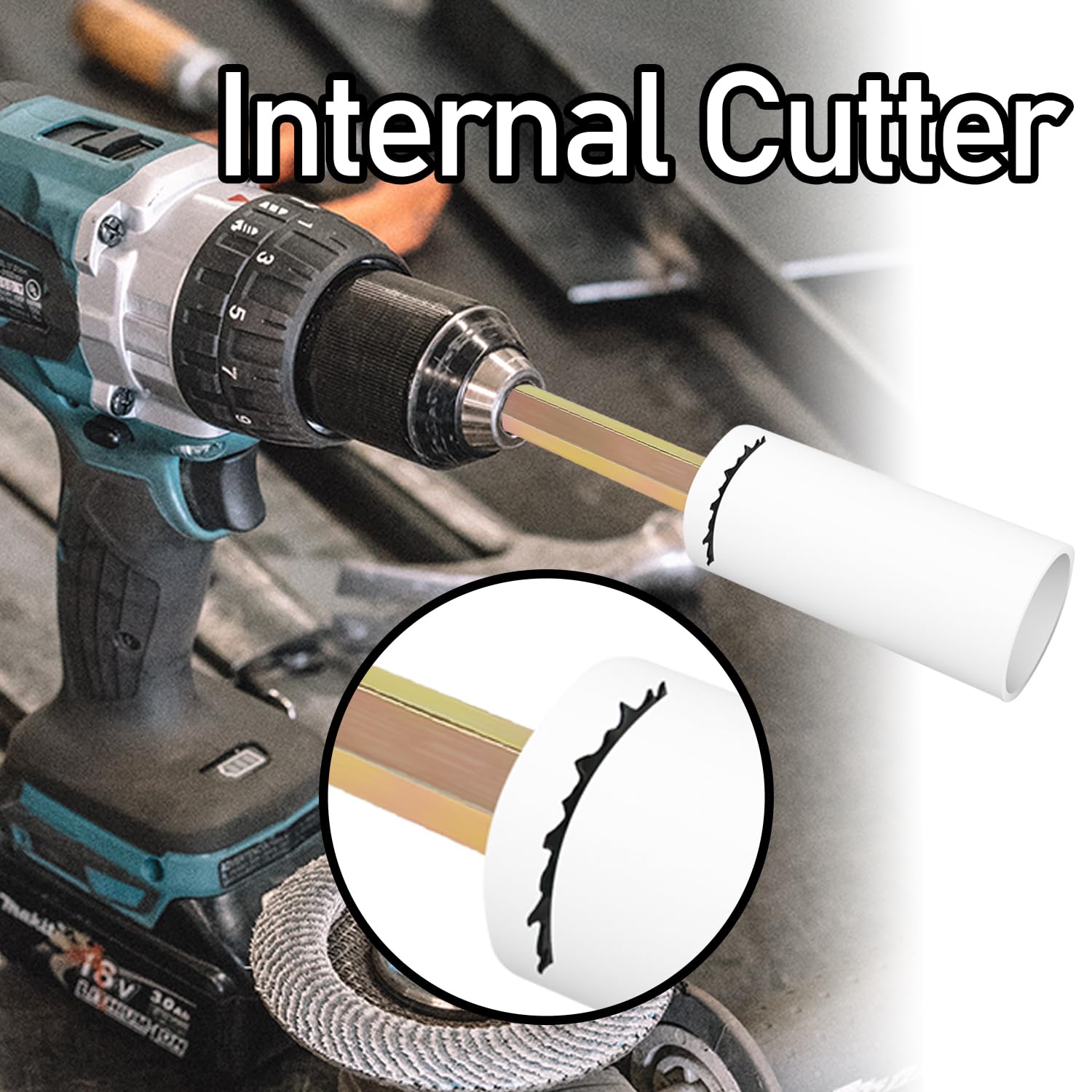 Sutekus Inside Pipe Cutter with 6 Replacement Blades - Internal Plumbing Tool with Grinding Wheel for PVC & Plastic Pipes - Perfect for DIY Home Repairs, Plumbing Projects & Pipe Cutting Tasks