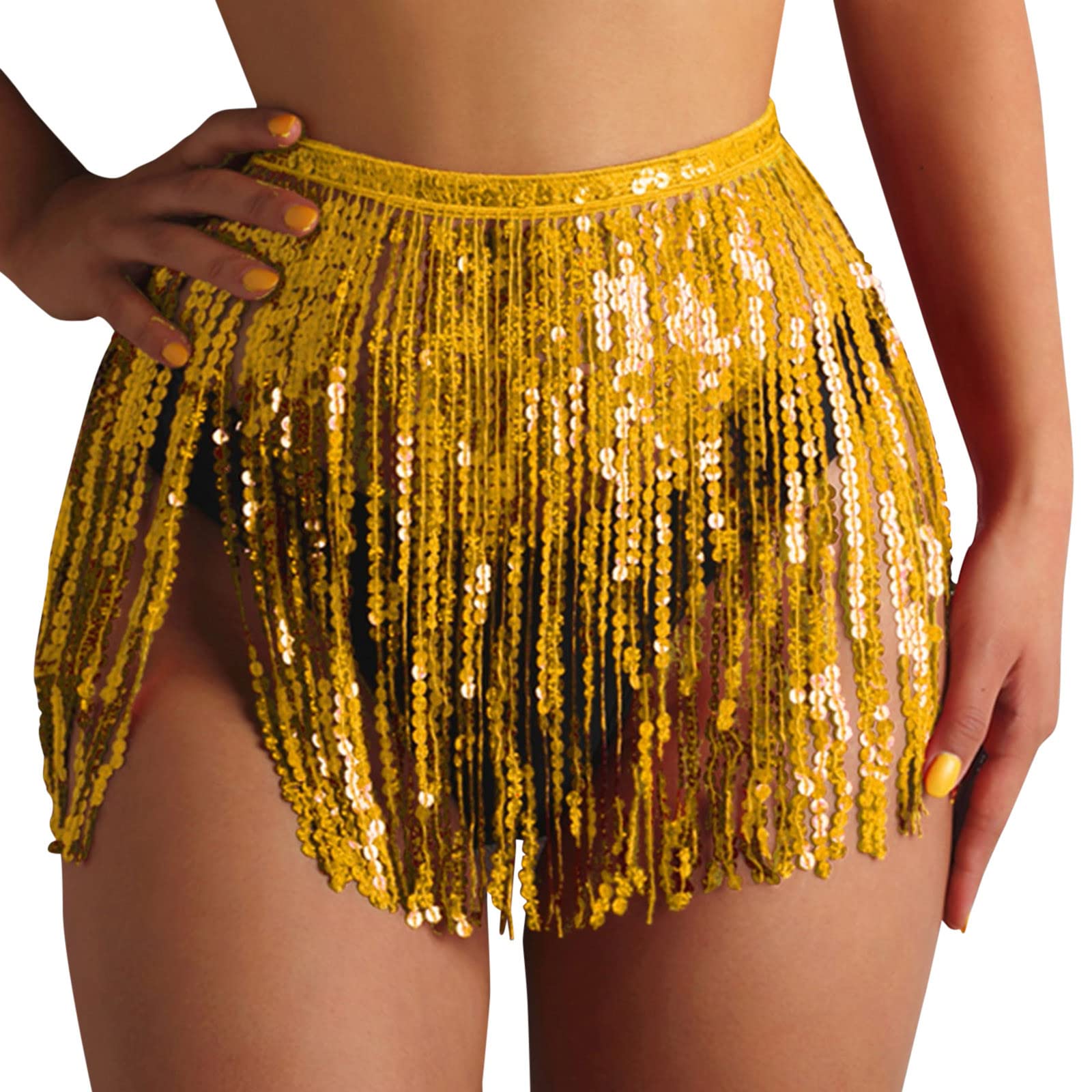 Women's Sequin Fringe Cover Up Skirt - Shiny Beach Wrap Bikini Cover Up for Swimwear, Plus Size Swimsuit Cover Up Skirt | Perfect for Pool Parties, Beach Vacations & Summer Outfits