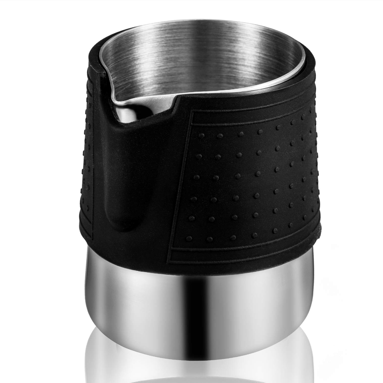 Premium 12oz (350ml) Stainless Steel Milk Frothing Pitcher for Latte Art - Barista-Grade Coffee Frother Jug with Heat-Resistant Silicone Grip for Perfect Cappuccino & Latte - Ideal for Home Baristas & Coffee Shops