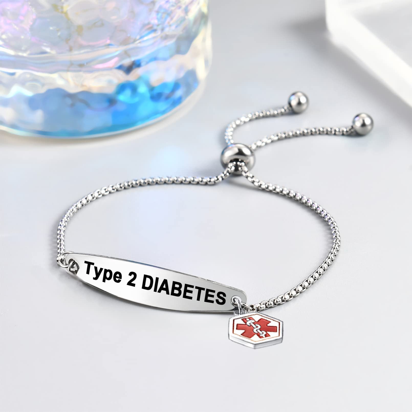 Emergency Medical ID Bracelet for Women & Men - Adjustable Stainless Steel Engraved Alert Bracelet - Perfect for Allergies, Diabetes & Emergency First Aid Situations