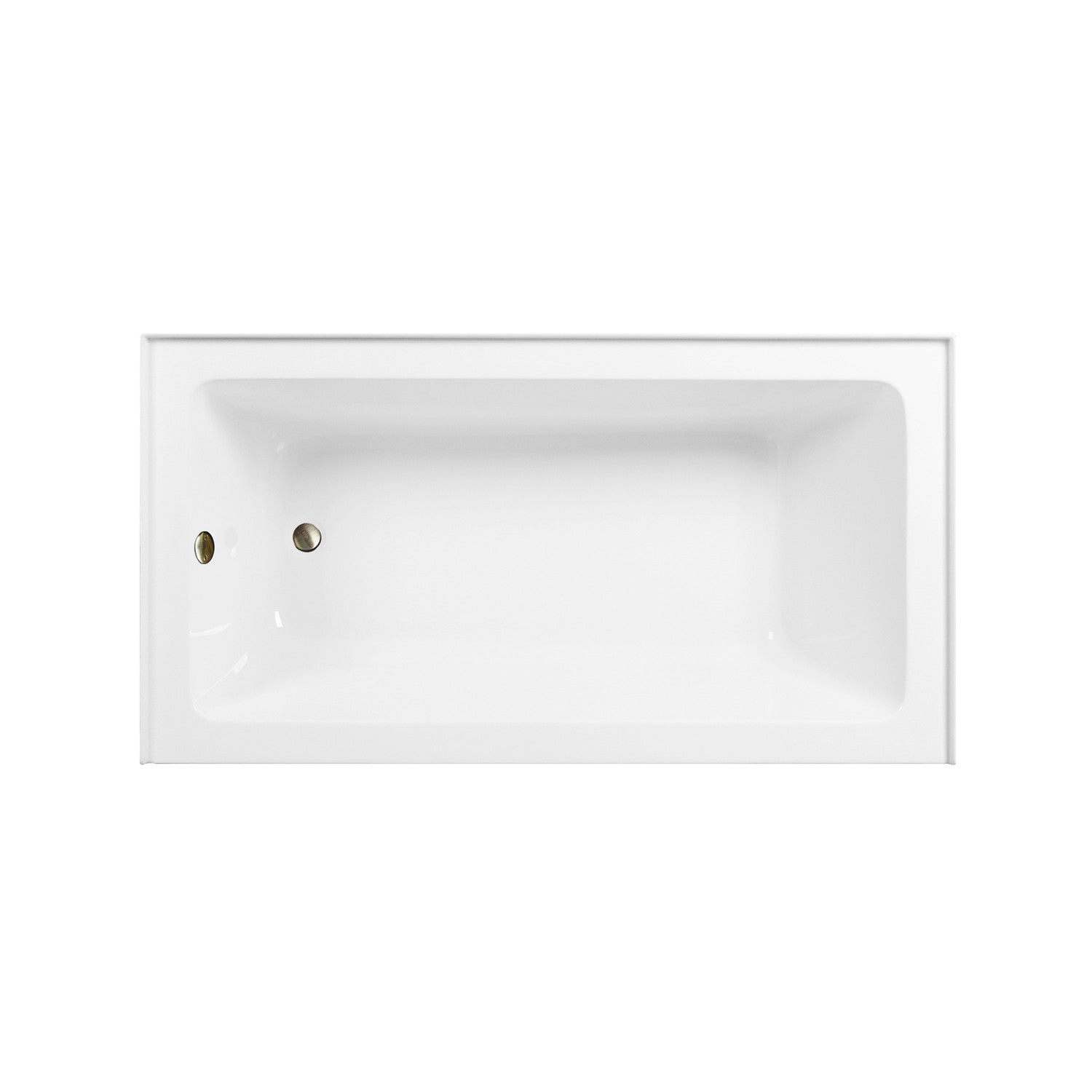 Aqua Eden 60 Inch Acrylic Rectangular 3 Wall Alcove Bathtub Combo with Waste & Overflow Drain - Glossy White/Antique Brass Finish | Left Hand Drain | Perfect for Modern Bathroom Renovations & Spa-Like Retreats