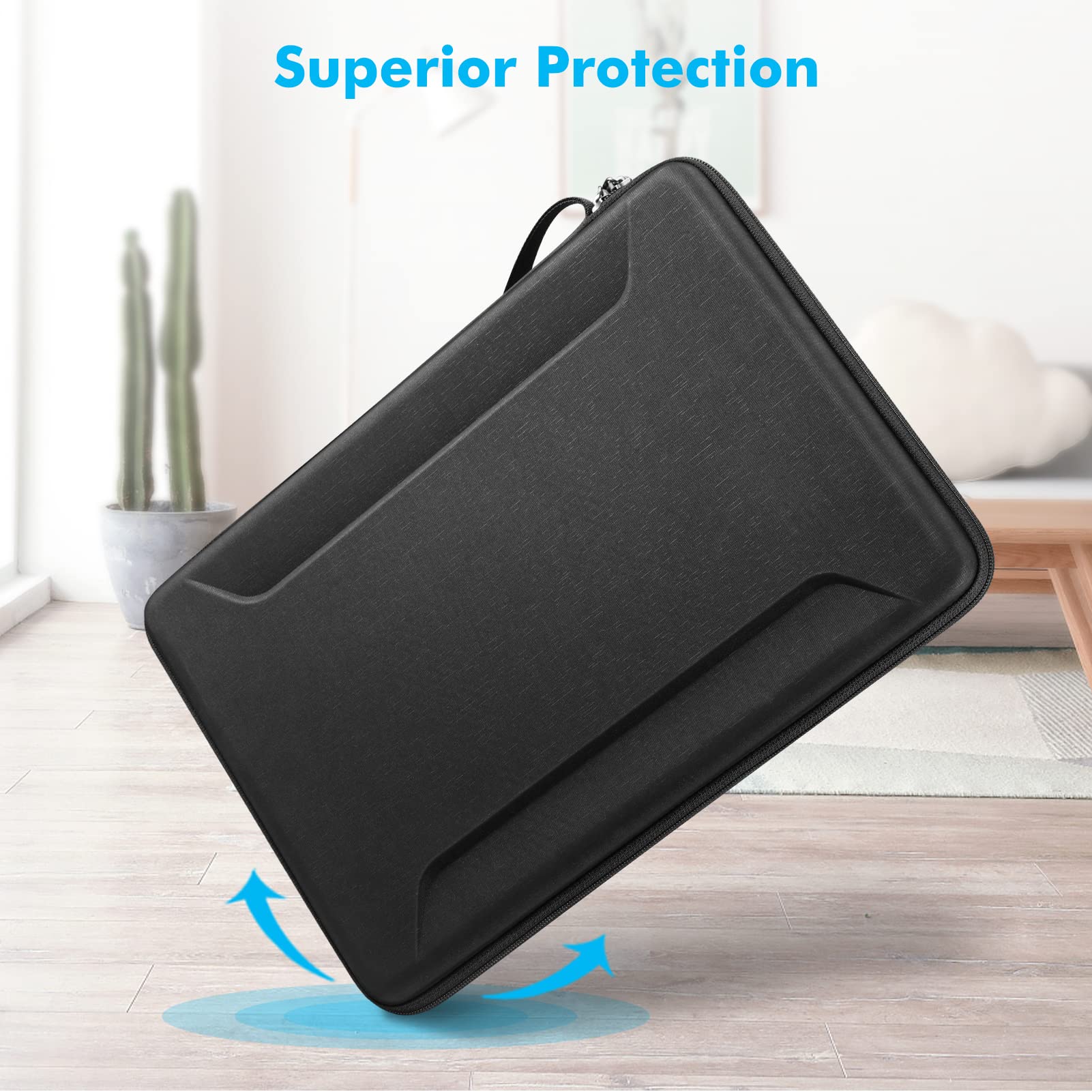 Fintie 13-14 Inch Shockproof EVA Laptop Sleeve Case for MacBook Pro 14, MacBook Air 13.6 (A2681, A3113, A3240), MacBook Pro/Air 13 & iPad 12.9-13 - Protective Carrying Bag in Black | Perfect for Travel, Office & School Use