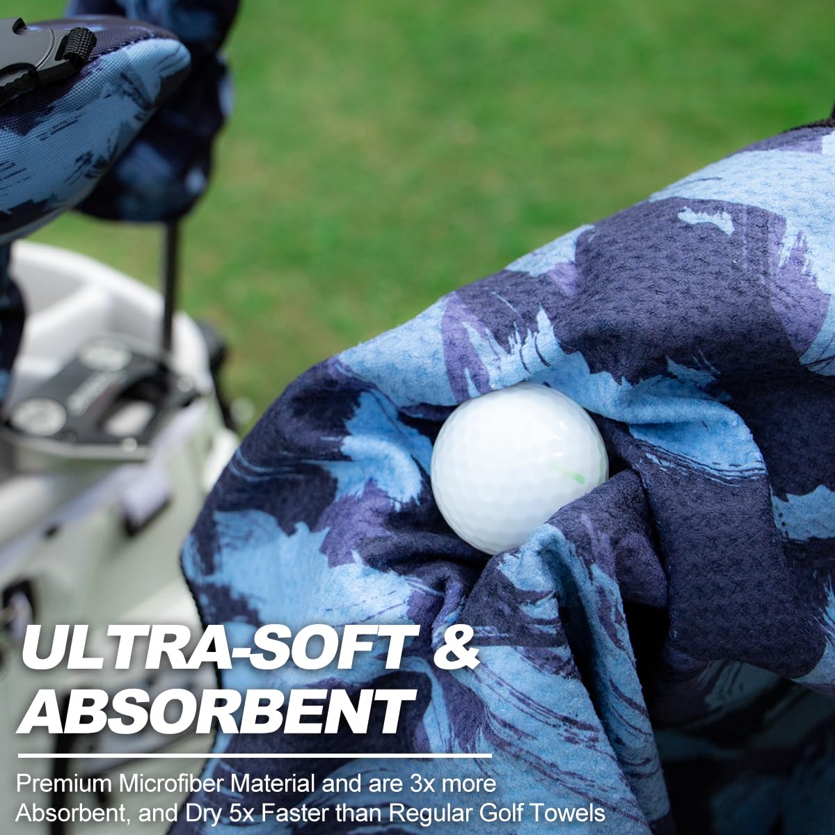 Premium Magnetic Golf Towel - Super Absorbent Microfiber Waffle Design with Secure Clip & Industrial Strength Magnet - Stays Firmly Attached to Golf Bags, Carts & Clubs (Blue) - Perfect for Golf Practice, Tournaments & Outdoor Sports