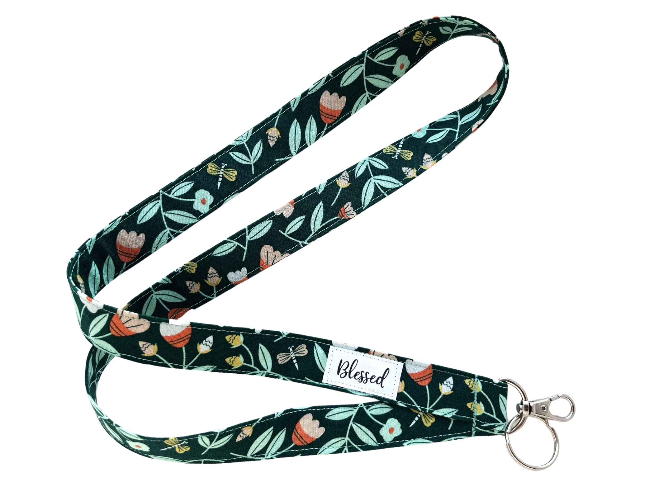 Blessed Neck Lanyard with Keychain & ID Badge Holder - Organic Fabric USB Lanyard for Work, School, Events & Security Access