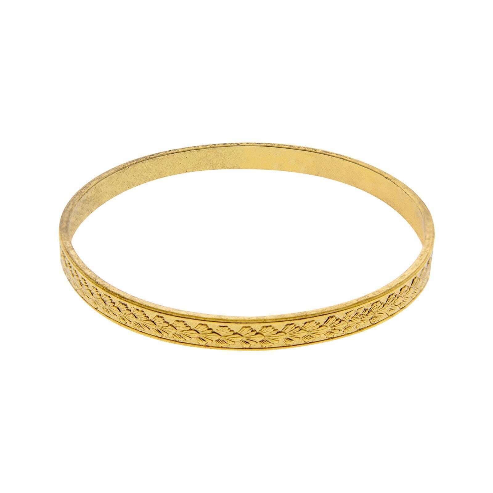 1928 Jewelry 14K Gold Classic Leaf Bangle Bracelet for Women - Elegant Vintage Style Jewelry Gift for Anniversary, Birthday & Special Occasions