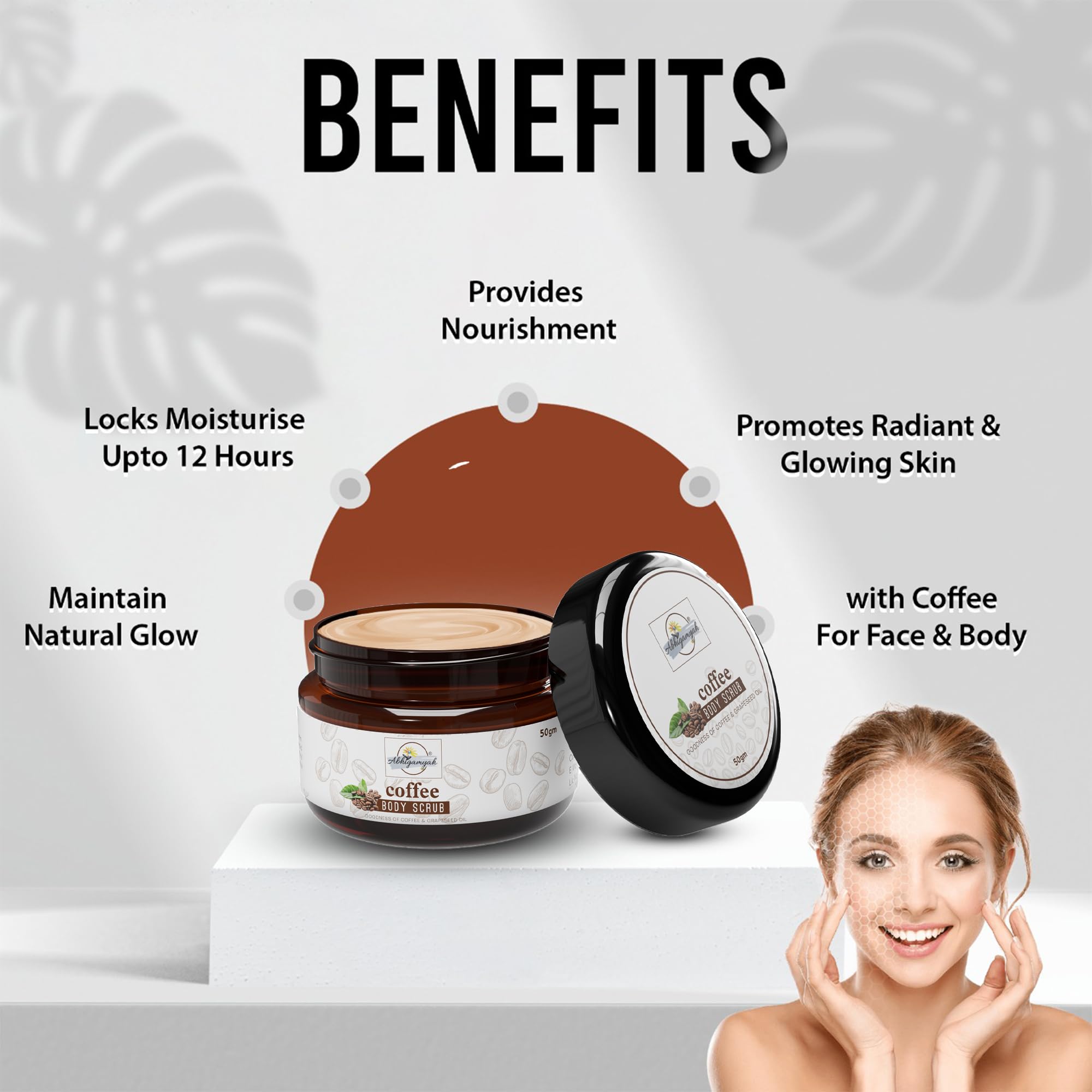 **Goodness Coffee & Grapeseed Oil Body Scrub – Natural Exfoliator for Tan Removal, Soft & Smooth Skin – 50g Pack – Perfect for Post-Sun Care & Spa Days**