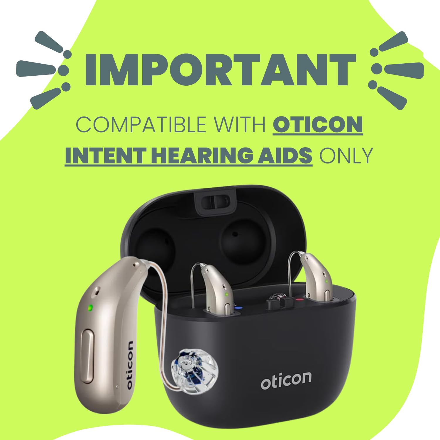Oticon Intent Smart Charger MiniRITE - Fast Magnetic Charging Dock for Oticon Intent Hearing Aids with LED Power Indicator | Portable Charging Station for Travel, Home & Office Use