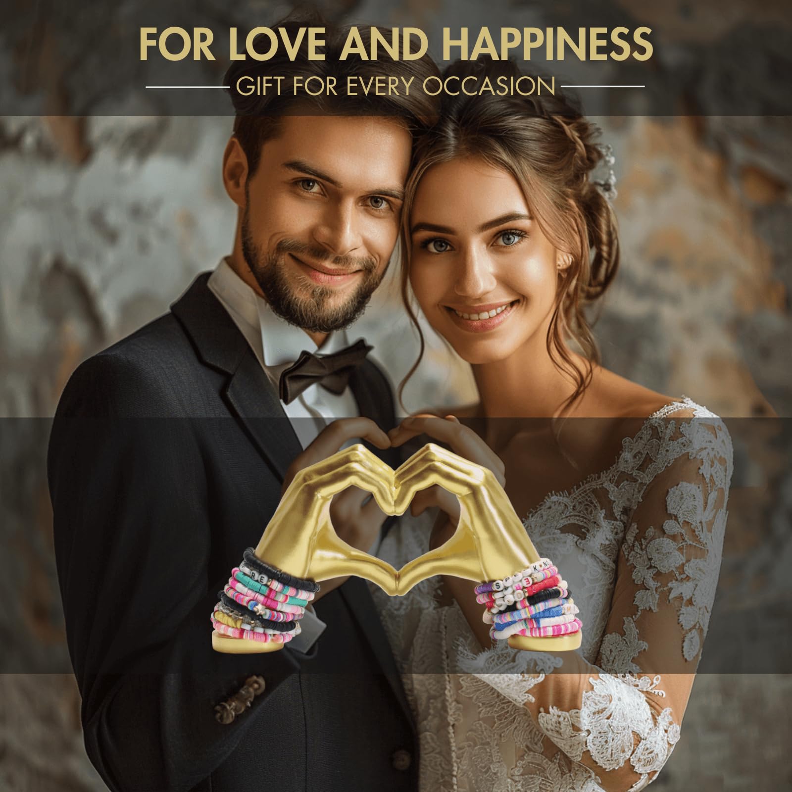 Elegant Gold Heart Hands Sculpture - Romantic Home Decor for Bedroom, Living Room & Office | Unique Jewelry Holder for Bracelets & Rings | Perfect Wedding Gift & Shelf Display
