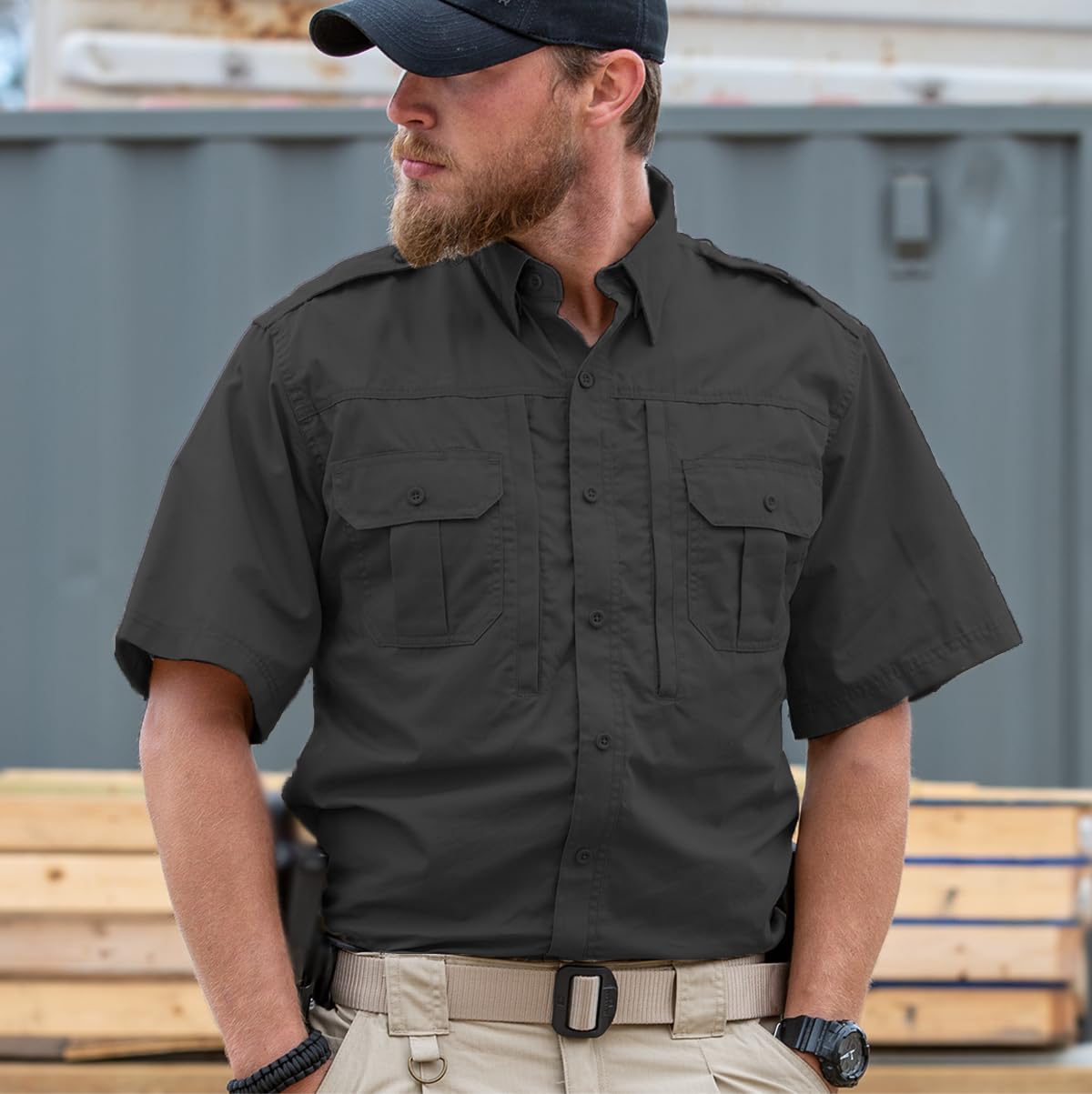 Propper Men's Tactical Short Sleeve Shirt - Lightweight, Moisture Wicking, Durable Military & Outdoor Work Shirt for Hiking, Camping & Tactical Training