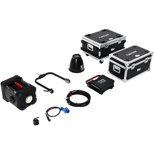 Aputure STORM XT52 Professional LED Monolight - 500W Full White Point Source Light with Dual Flight Case Kit (Bare Ends Cable Included) - Perfect for Studio Photography, Video Production, and Live Streaming