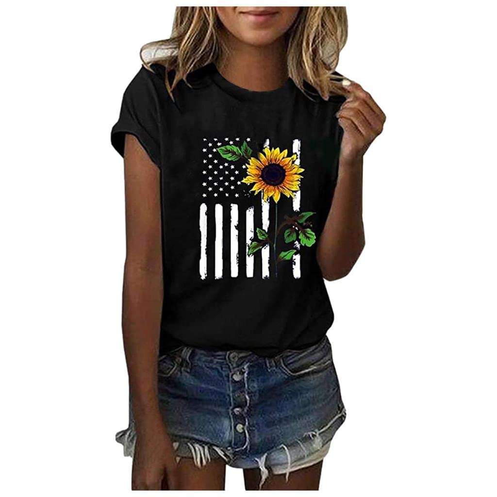 FABIURT Women's Spring Summer Graphic Print Short Sleeve T-Shirt - Casual Loose Fit Comfortable Blouse for Women & Girls | Perfect for Daily Wear, Weekend Outings & Summer Vacation
