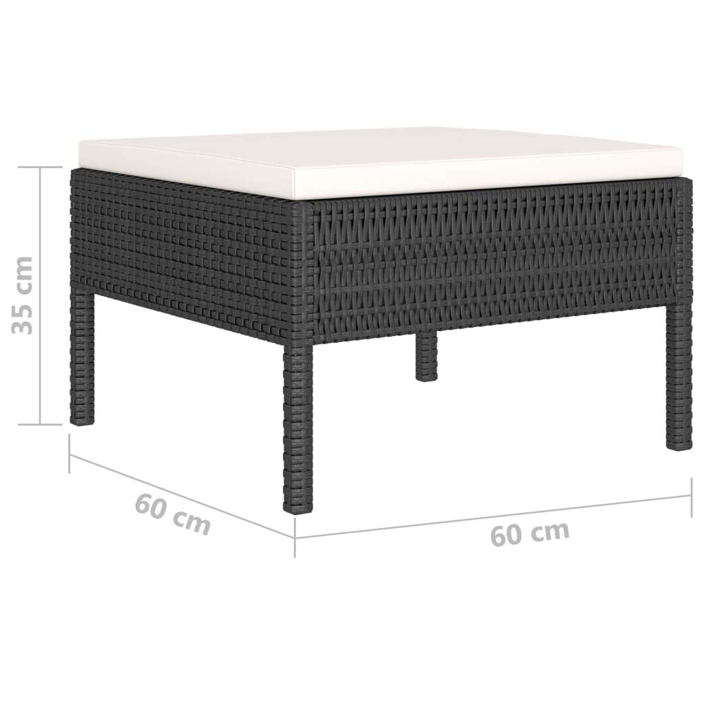 4-Piece Black Poly Rattan Outdoor Garden Lounge Set with Cushions - All-Weather Patio Furniture Sectional Sofa Conversation Set with Ottoman - Perfect for Backyard, Poolside & Terrace Relaxation