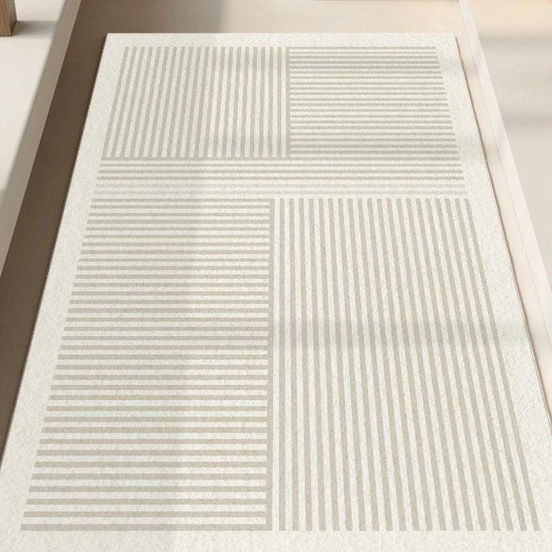 Avalyn Modern Geometric Faux Wool Area Rug - Soft Non-Slip Living Room Rug for Bedroom, Office & Home Decor - 5x7 Feet Grey Contemporary Carpet