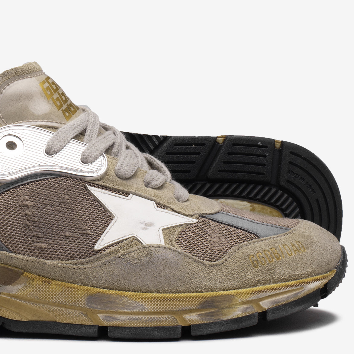 DAD STAR Men's Casual Sneakers in Taupe, White & Silver - Comfortable Walking Shoes for Everyday Wear, Gym & Outdoor Activities