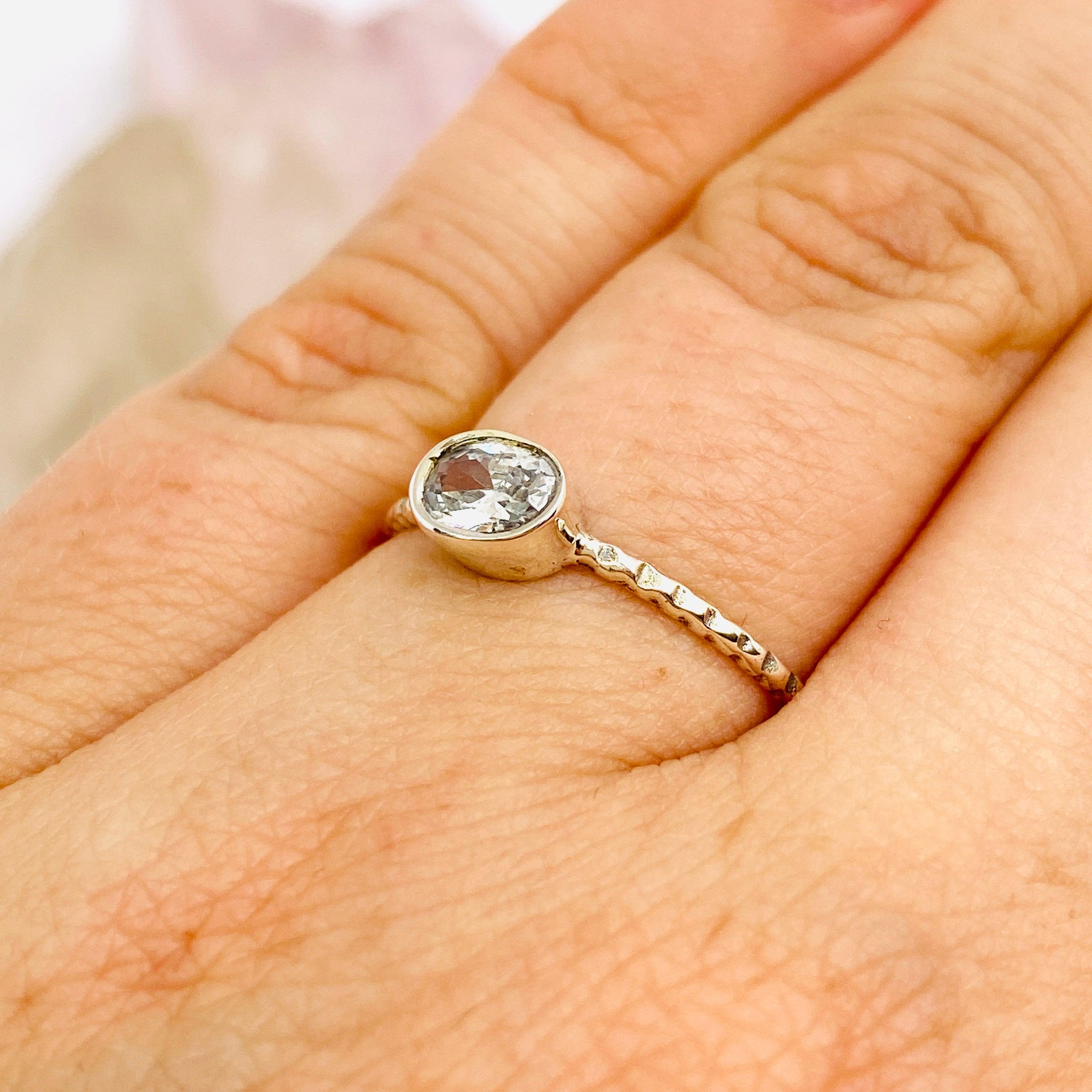 Clear Quartz Oval Faceted Fine Band Ring R3750 CQ - Elegant Crystal Jewelry for Women, Wedding, Anniversary & Everyday Wear