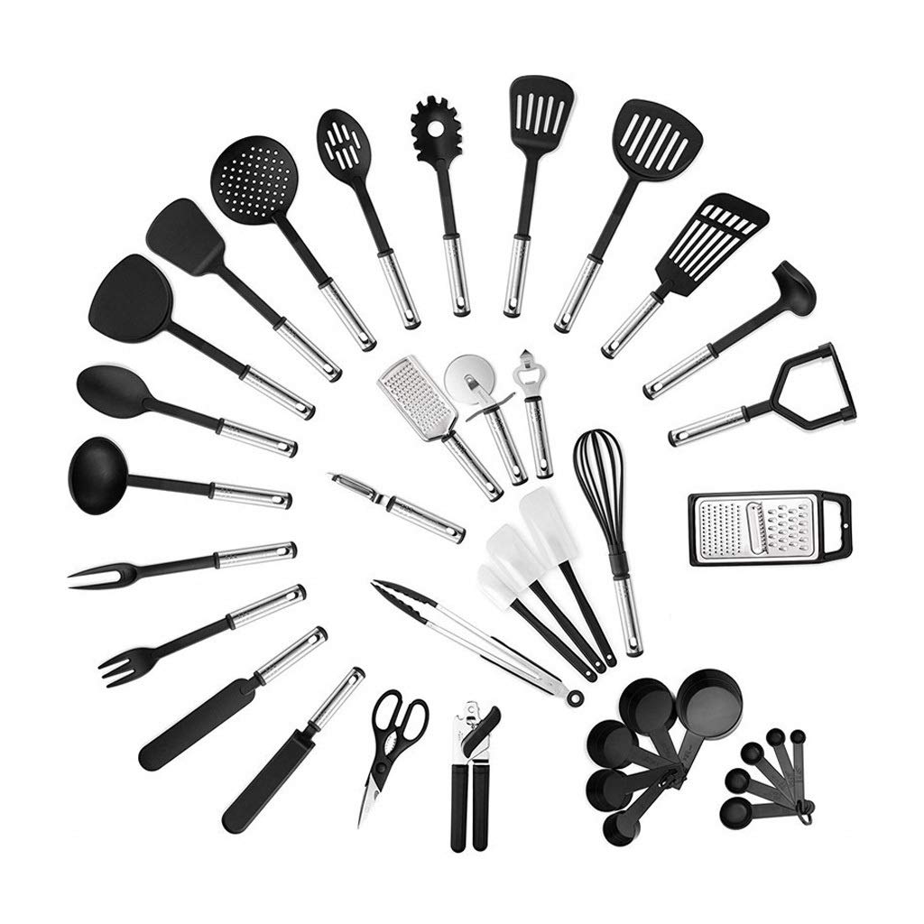 Premium 40-Piece Kitchen Utensil Set - Nonstick Nylon & Stainless Steel Cooking Tools with Spatula - Perfect for Baking, Frying & Everyday Cooking - Ideal Housewarming Gift for Home Chefs