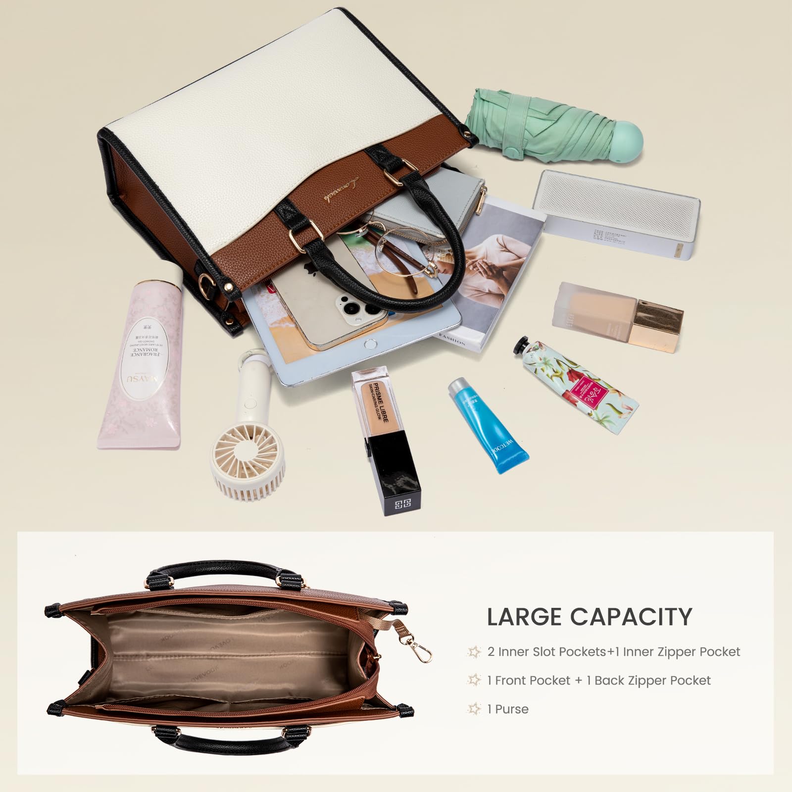 LOVEVOOK Women's Tote Bag & Crossbody Purse Set with Matching Clutch - Stylish Top Handle Satchel Handbag for Work, Travel & Everyday Use