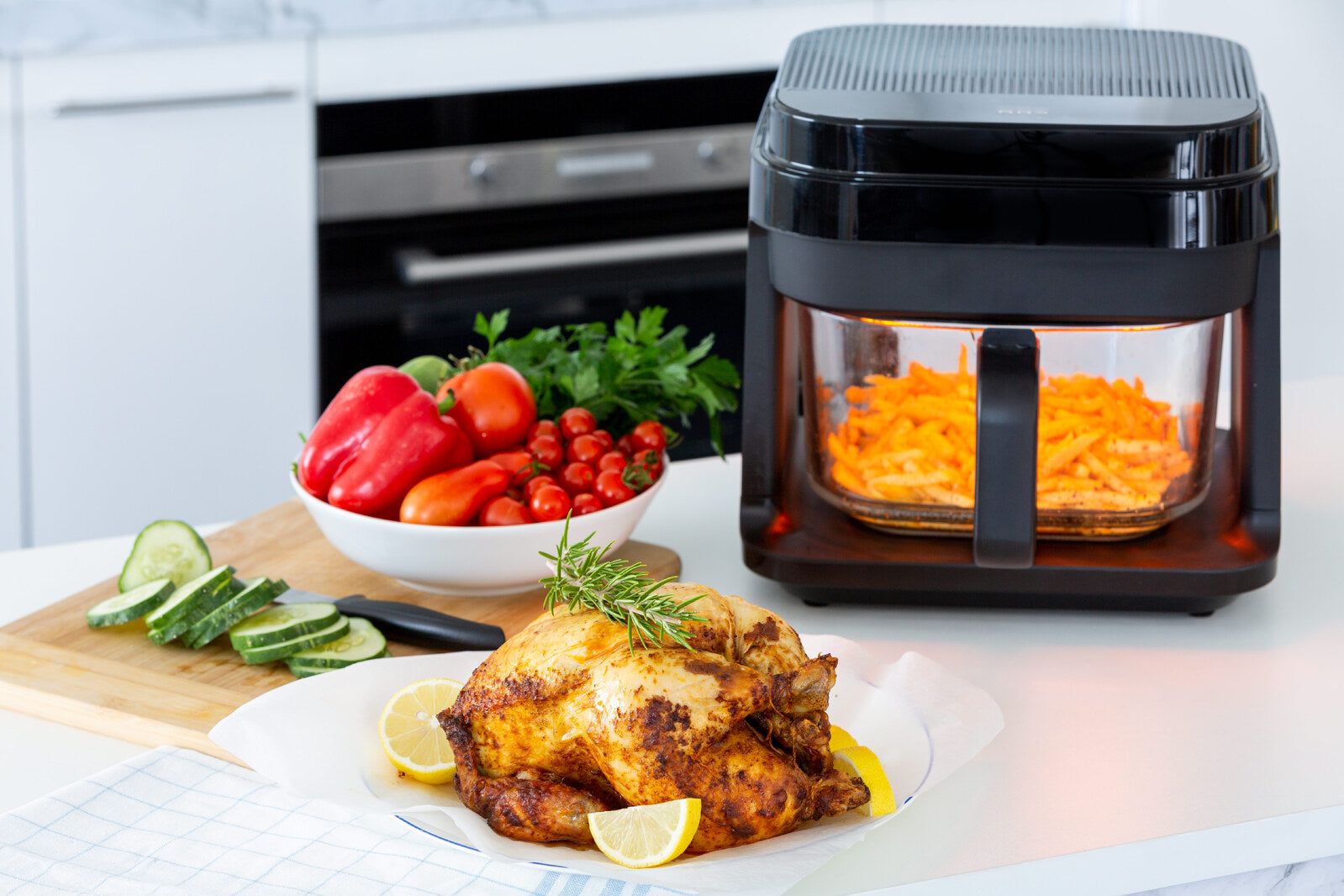 6.5L Glass Digital Air Fryer Oven - 1200W Powerful Convection Cooker with 200°C+ High Temp & Easy Clean Design - Perfect for Healthy Frying, Baking, Roasting & Reheating at Home