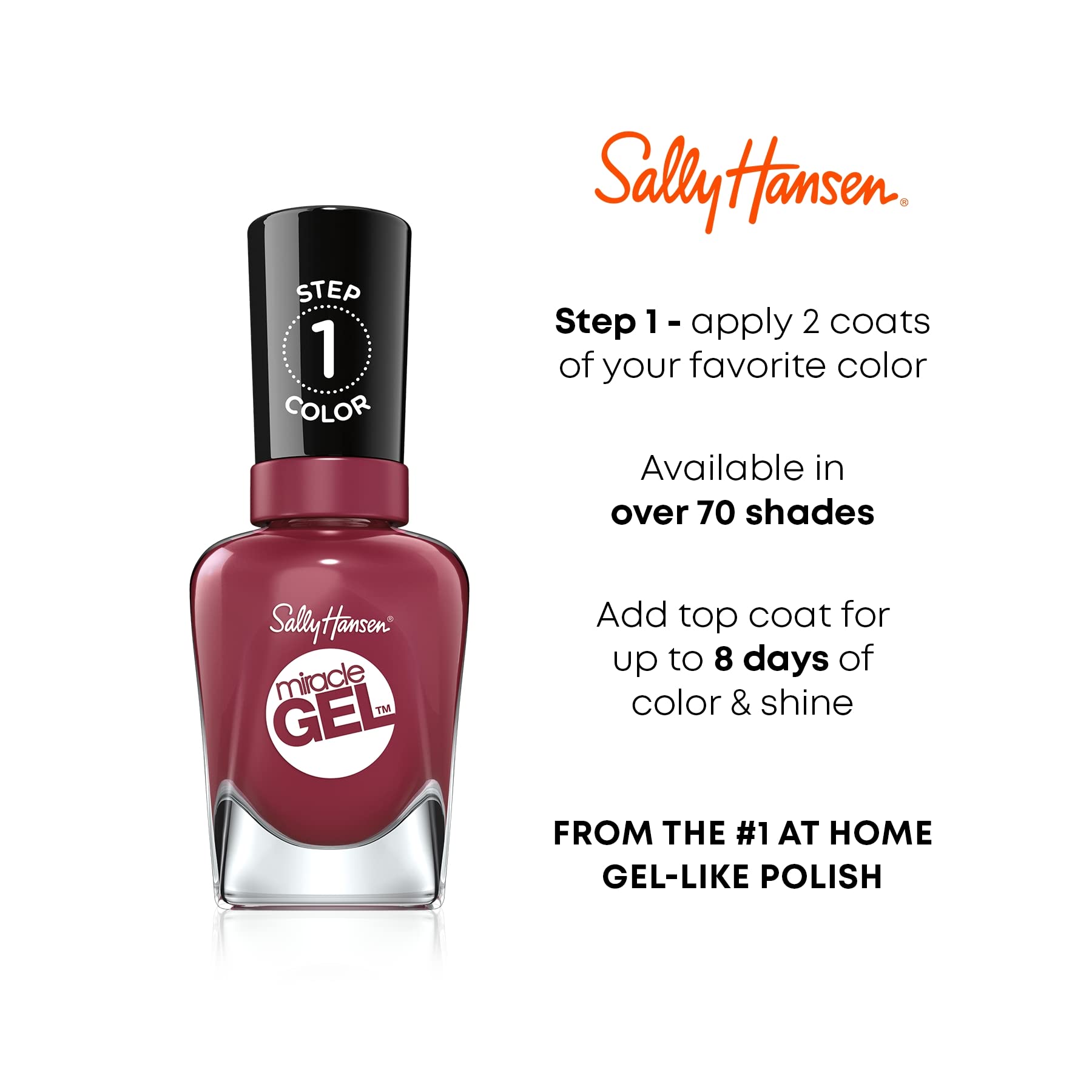 Sally Hansen Miracle Gel™ Nail Polish - No UV Lamp Needed, Long Lasting Gel-Like Formula, Sunbrella Yellow for Travel & Everyday Wear - Perfect for Vacations, Work & Special Occasions