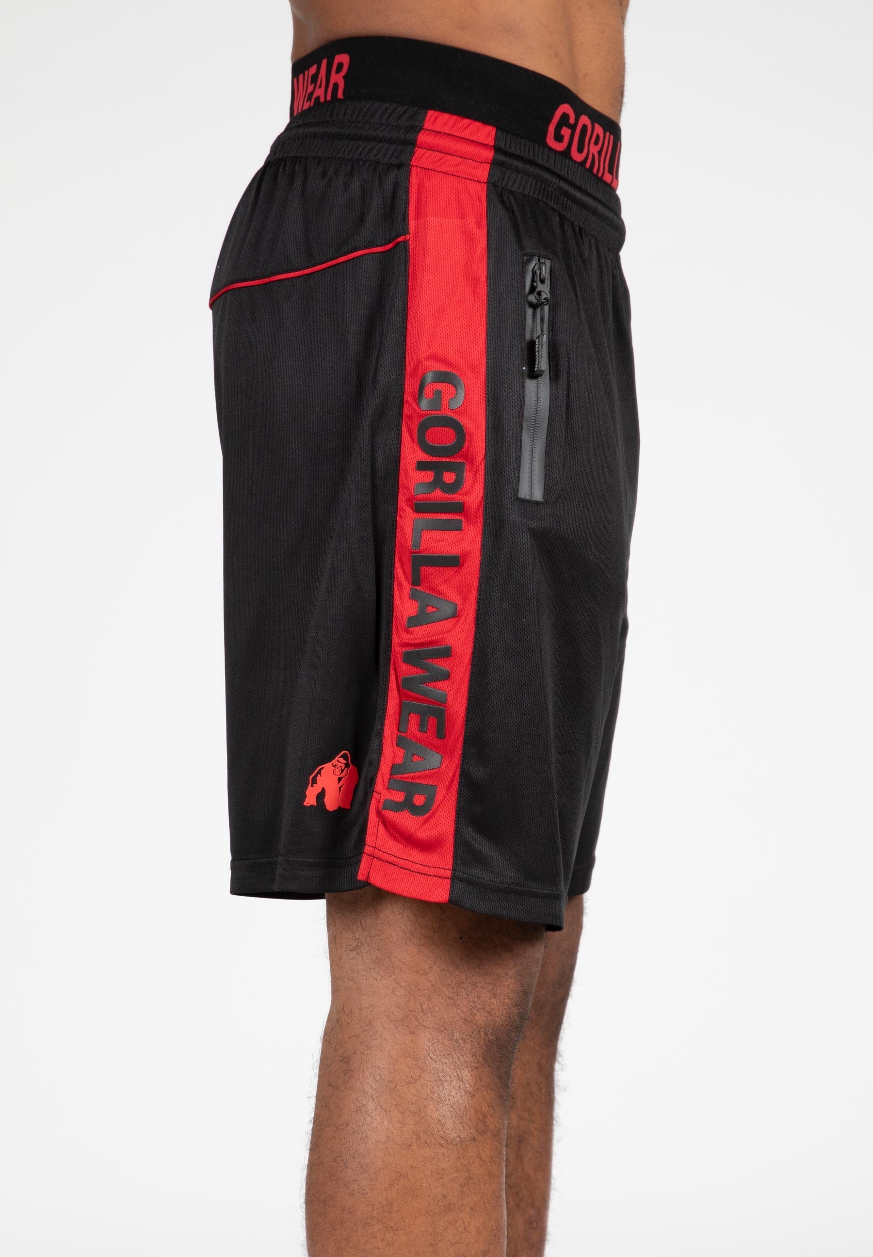 **Atlanta Shorts for Men - Black & Red Athletic Running Shorts with Pockets - Perfect for Gym, Workout, and Casual Wear**