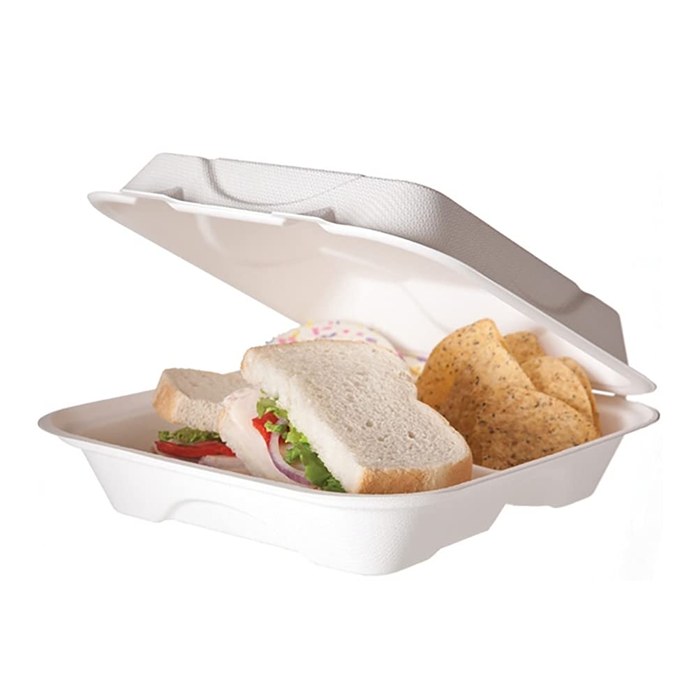 Eco-Friendly 3-Compartment Clamshell Food Containers | BPA-Free Takeout Boxes for Restaurants, Meal Prep & Catering | ECOEPHC93