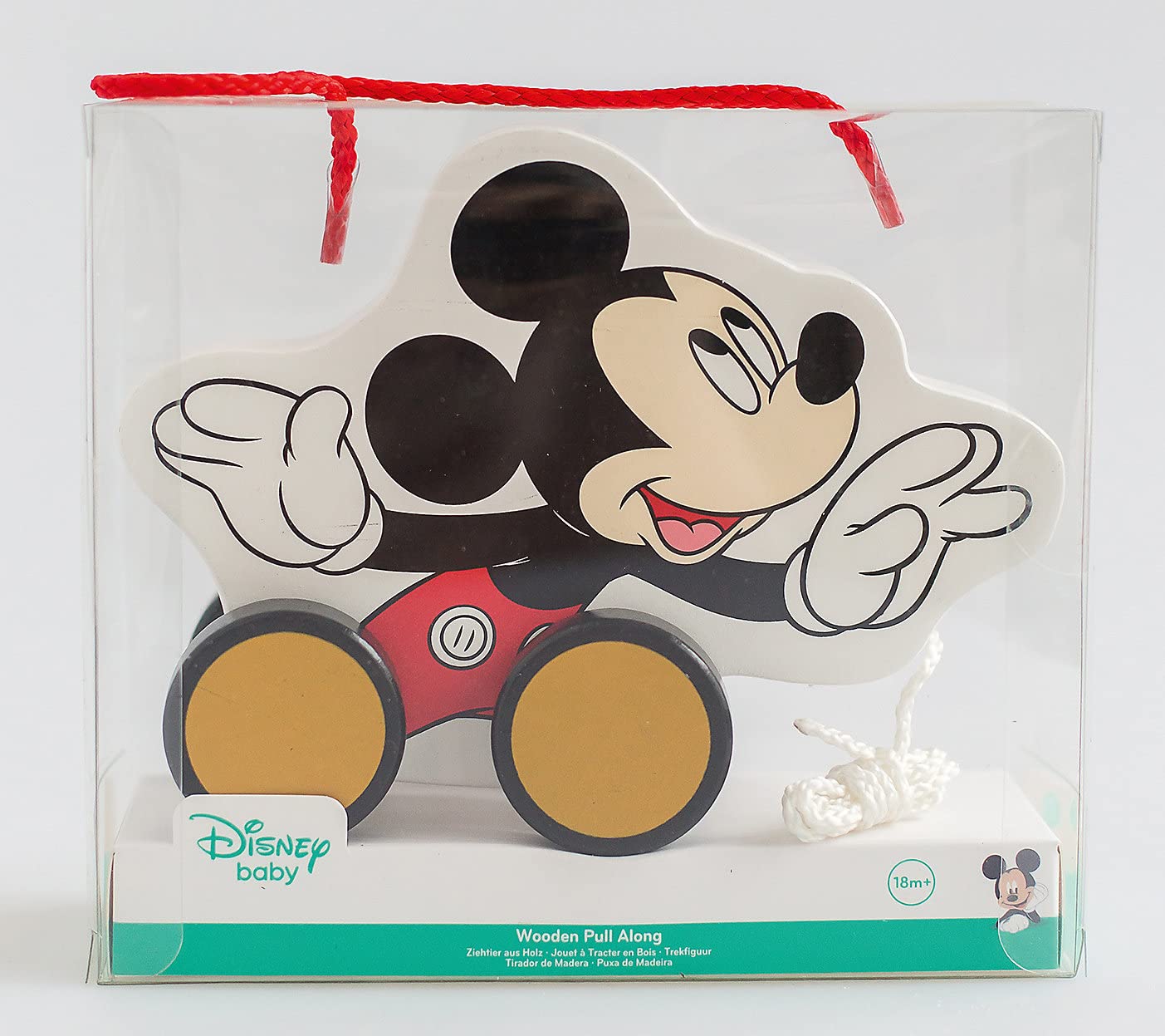 Disney Mickey Mouse Wooden Pull Toy for Toddlers - Classic Wooden Pull Along Toy for Kids Ages 1-3, Perfect for Early Learning & Walking Practice - Great Gift for Birthdays & Christmas