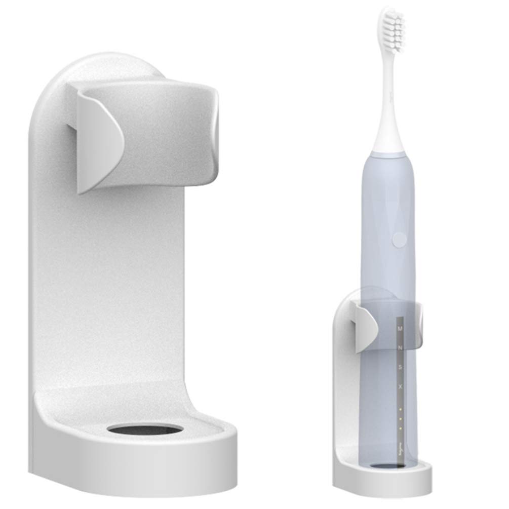 EXCEART 2 Pack Wall Mount Toothbrush Holder - White Bathroom Organizer with Strong Suction Cups & Adhesive, Perfect for Electric Toothbrushes, Shower Storage & Countertop Display - Ideal for Small Spaces, Dorm Rooms & Travel