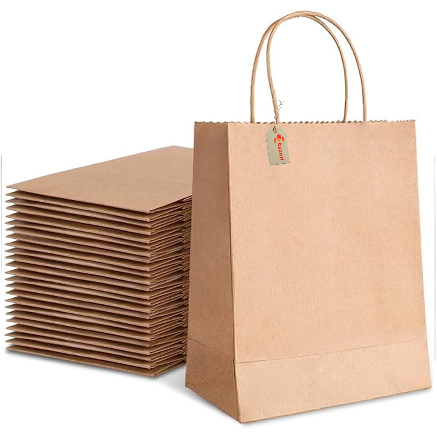 Premium Kraft Paper Gift Bags with Handles - 8.5x4.5x11 Inch Brown Wedding Favor Bags, Bulk Party & Retail Shopping Bags (Pack of 10) - Perfect for Bridal Showers, Birthday Gifts & Eco-Friendly Grocery Shopping