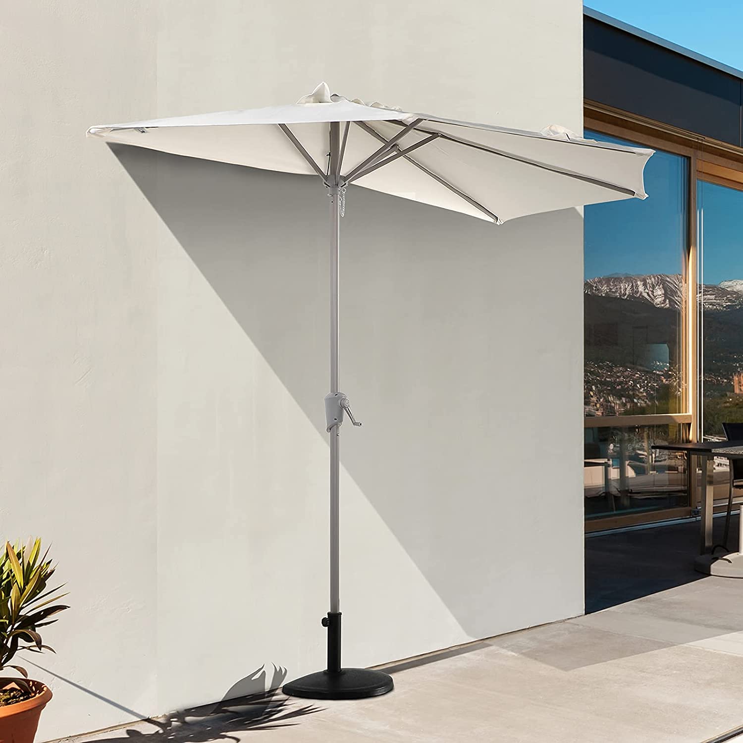 9 Ft Patio Umbrella for Outdoor - Half Market Umbrella for Balcony, Garden, Deck & Backyard - WO Home Furniture