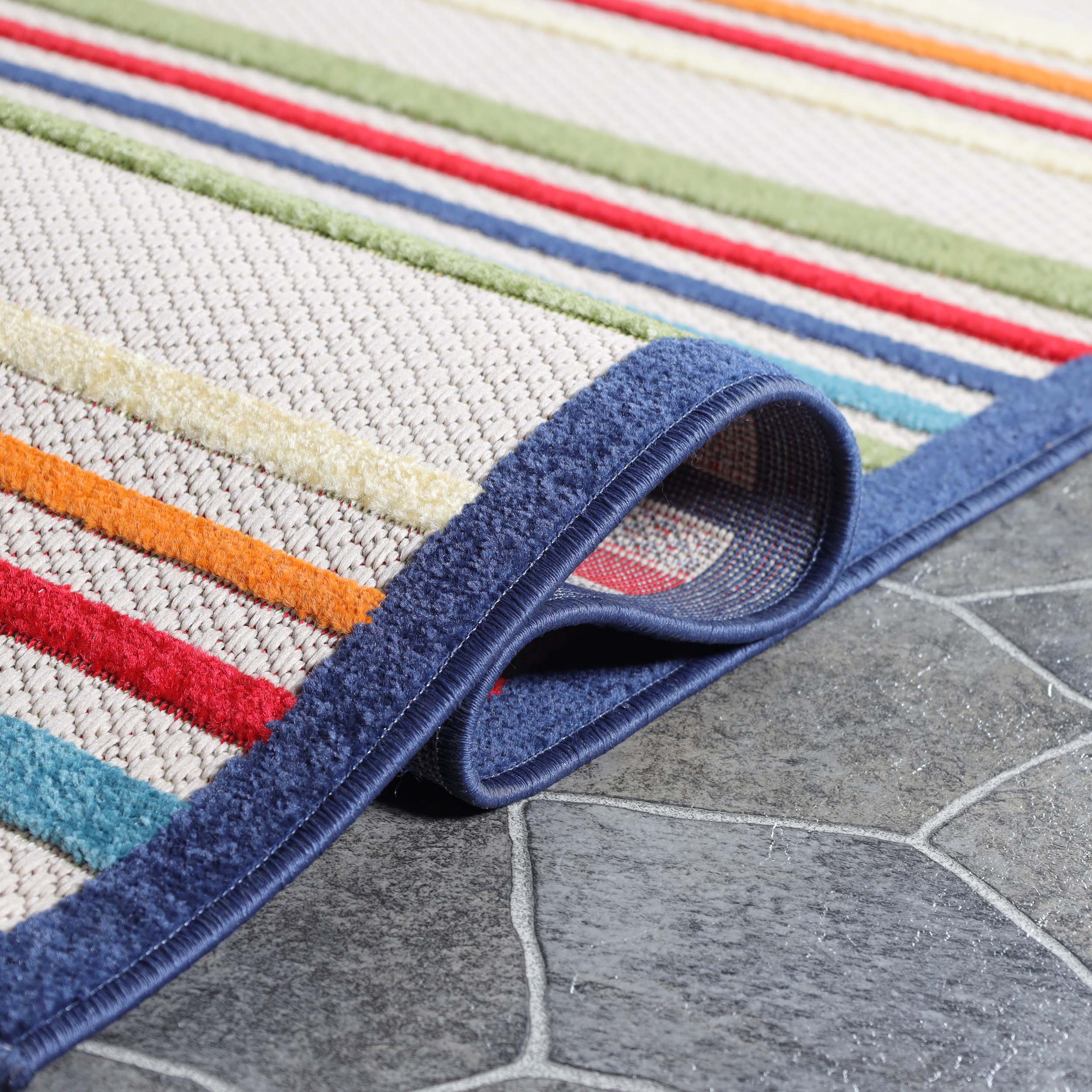 Stylish Eastyn Casual Stripe Geometric Area Rug - Soft Indoor/Outdoor Floor Mat for Living Room, Bedroom, Patio & Deck Decor