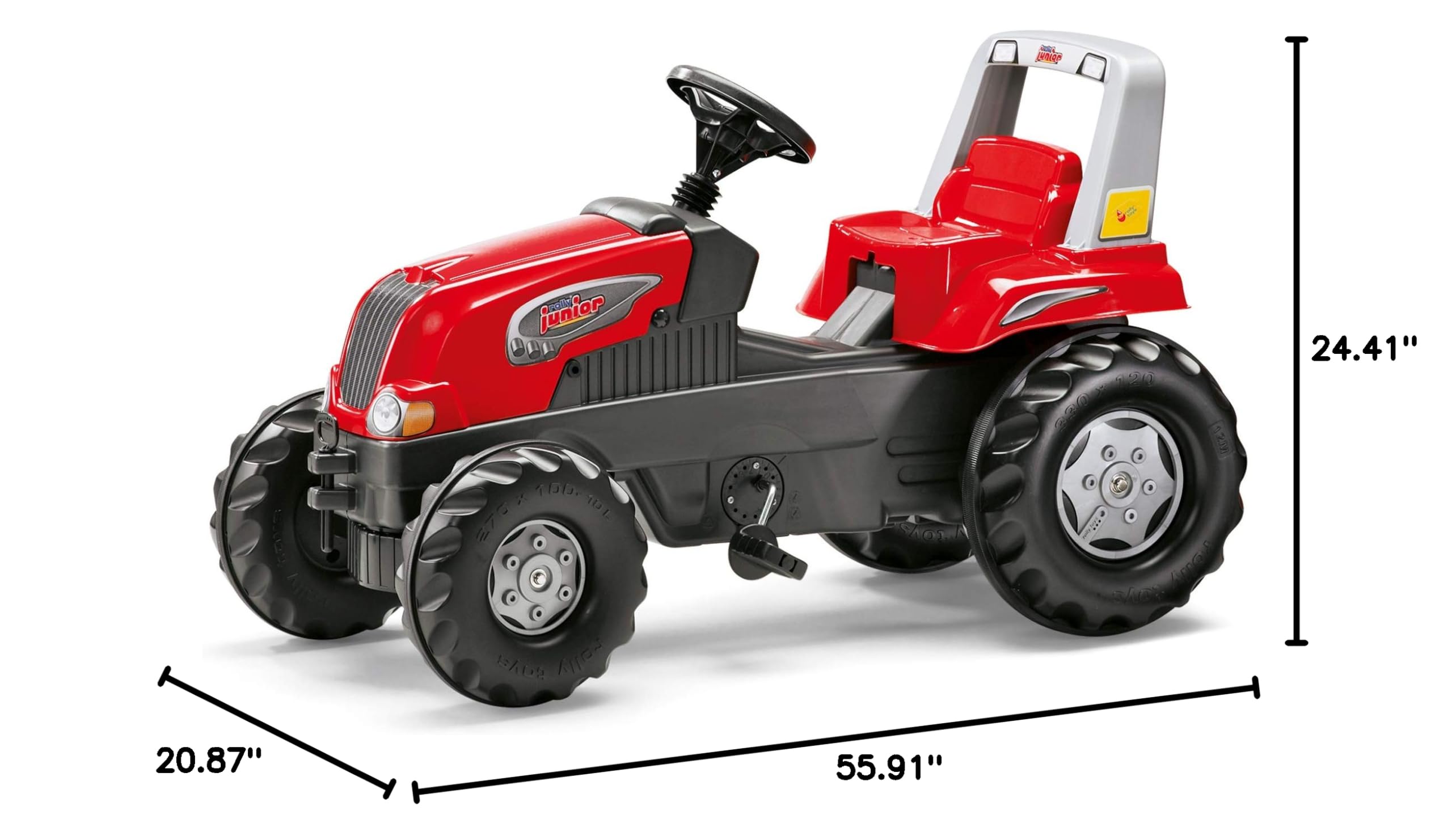 Rolly Toys Junior RT Tractor Toy for Kids - Red Ride-On Tractor with Realistic Features | Outdoor Play, Farm Pretend Play, Backyard Fun for Toddlers Ages 2-5