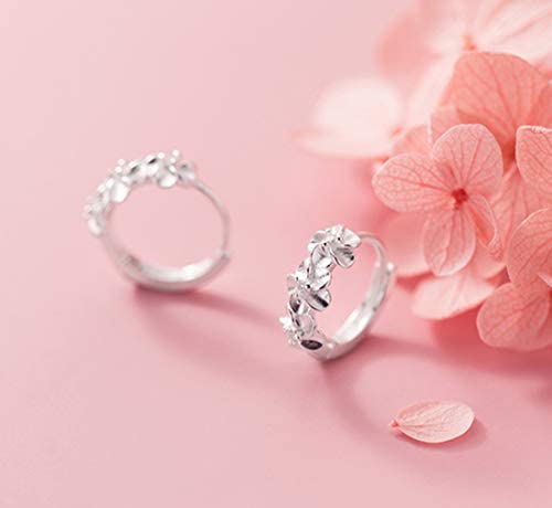 925 Sterling Silver Floral Hoop Earrings for Women - Small Huggie Hoop Earrings with Plumeria Flower Design - Perfect for Everyday Wear, Parties & Gifts
