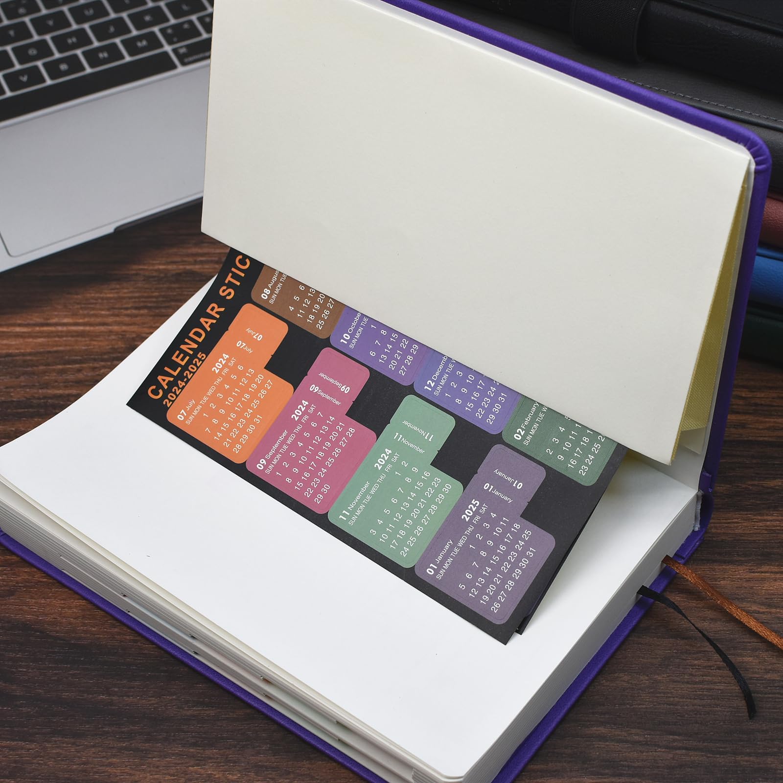 2024-2025 A5 Daily Planner - July 2024 to June 2025 Day Per Page Organizer with Colorful Side Panels, Monthly Tabs, Pen Loop & Inner Pocket - 400 Pages Green Productivity Journal for Work, School & Personal Planning