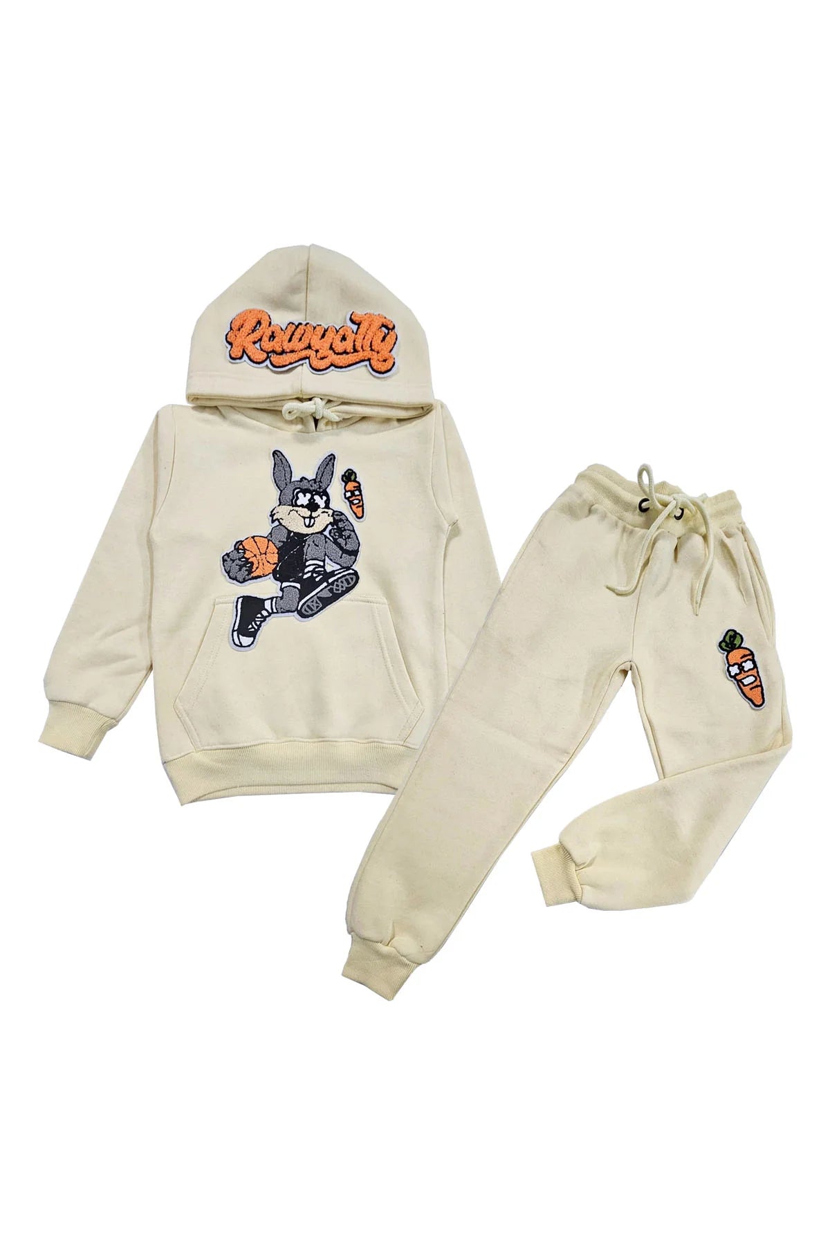 Rawyalty Kids Rabbit Chenille Hoodie and Jogger Set - Soft Cozy 2-Piece Outfit for Boys & Girls - Perfect for Playdates, School, and Family Photos