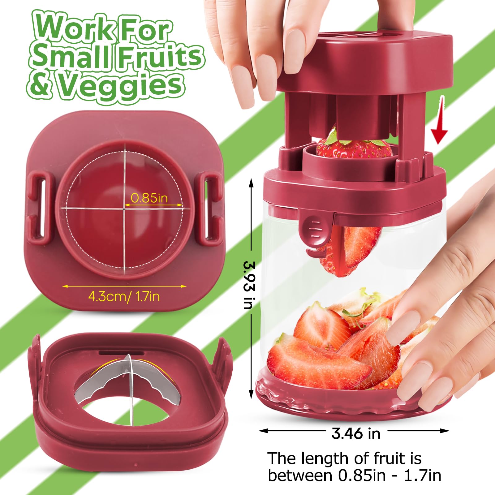 Stainless Steel Fruit Cutter for Strawberries, Grapes, Tomatoes - Perfect for Toddler Snacks & Salads