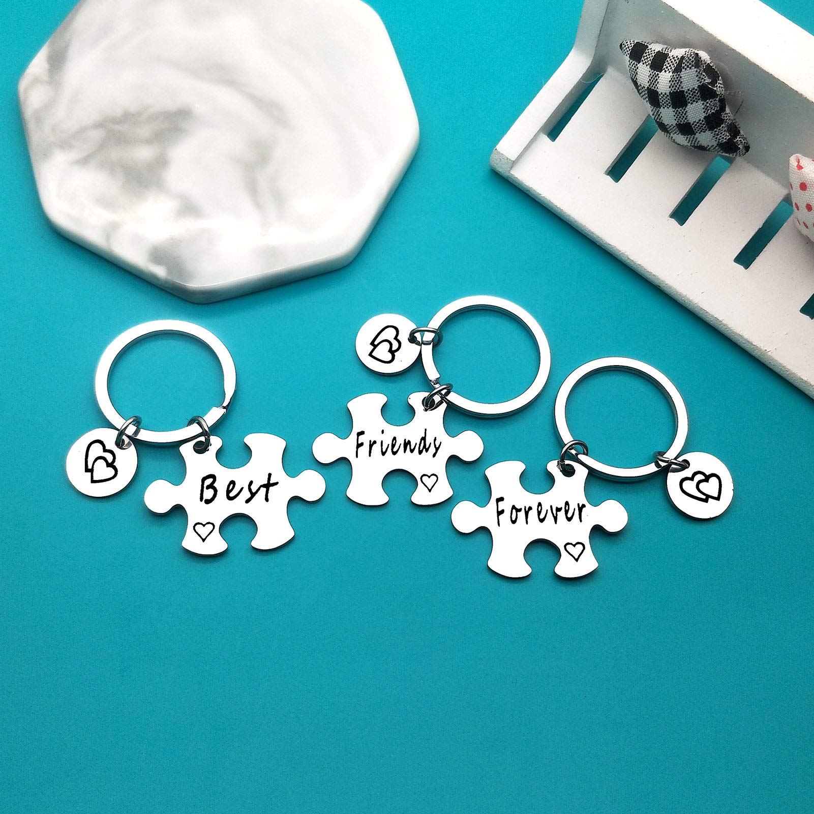 Best Friend Keychain Set of 3 - Cute Friendship Gifts for Women, Graduation, Christmas & Birthday Presents - BFF Matching Keychains for Couples, Sisters, Besties - Perfect for Everyday Carry, Gifts & Special Occasions