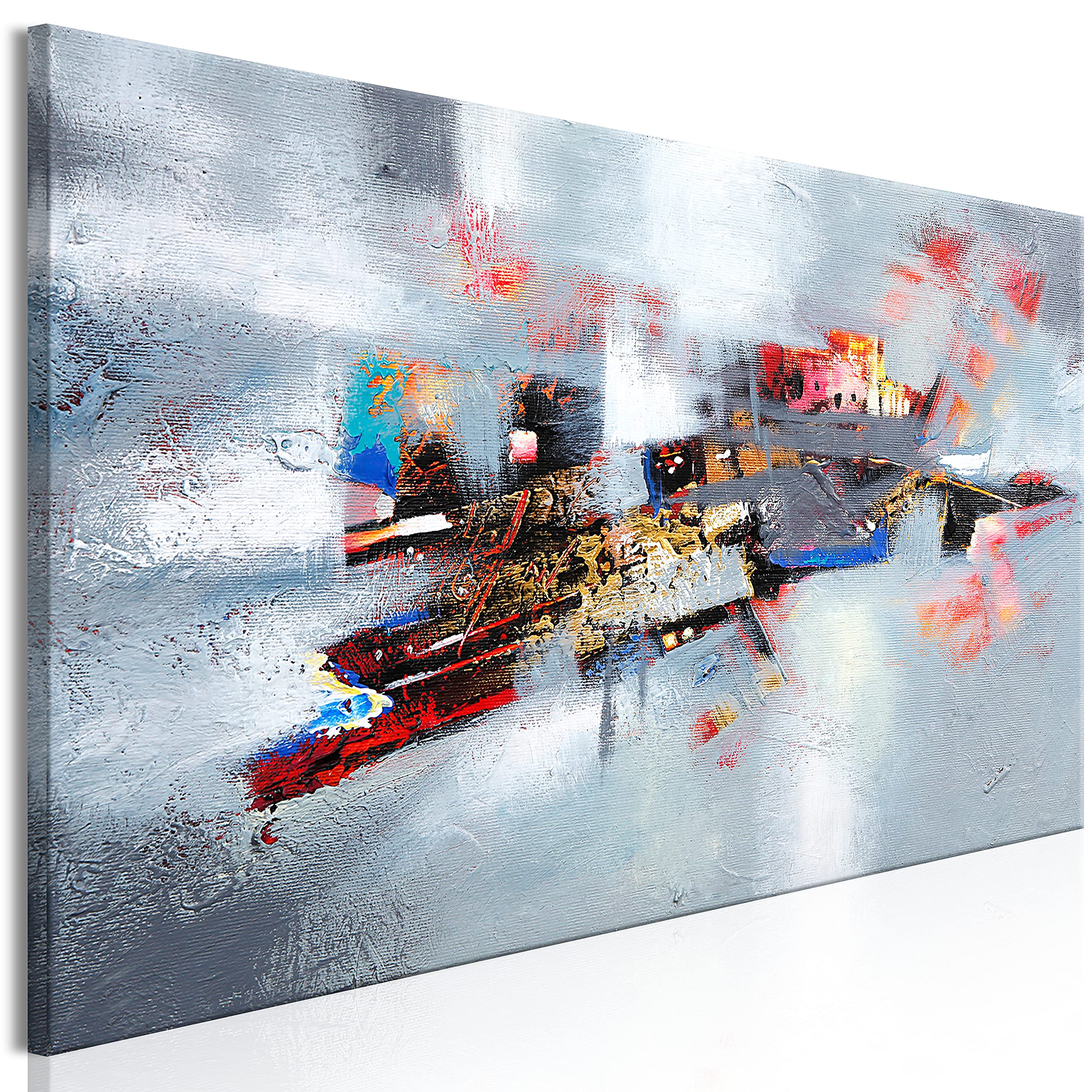 Artgeist Textured Canvas Wall Art - Abstract Grey Modern Painting 47x16 Inches, Framed Contemporary Print for Living Room, Bedroom & Office Decor