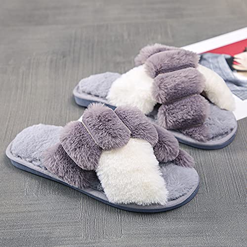 Women's Cozy Fuzzy Slippers - Open Toe Fleece House Shoes for Indoor/Outdoor Wear