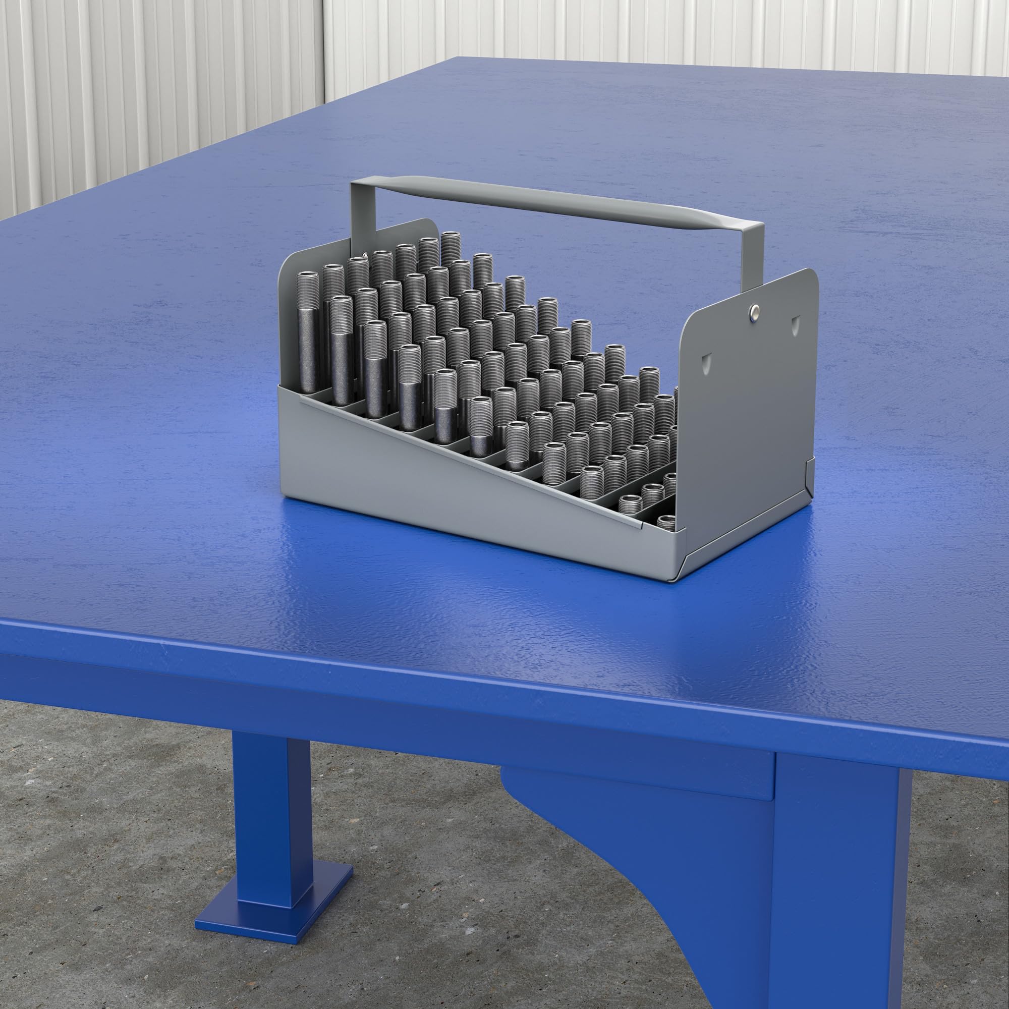 Jones-Stephens JN70-050 1/2 Inch Steel Pipe Nipple Organizer Tray - Heavy Duty Storage Solution for Plumbing, HVAC and Industrial Pipe Fittings