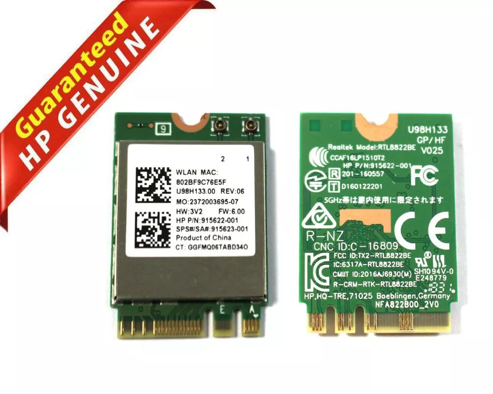 Original HP 11 AH117WM Wireless WiFi Card 915622-001 915623-001 RTL8822BE U98H133 - Replacement for Laptop & Notebook Connectivity Upgrade | Fast Dual-Band 802.11ac WiFi | Ideal for Home Office, Gaming & Streaming