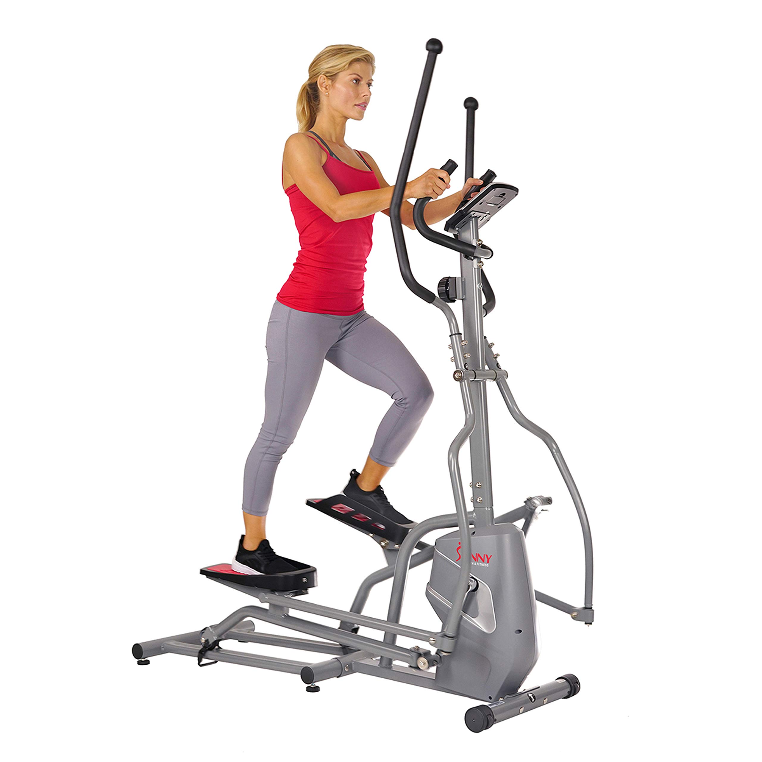 Sunny Health & Fitness Magnetic Elliptical Trainer Machine - Low Impact Cardio Workout Equipment with Tablet Holder & LCD Display | Perfect for Home Gym, Weight Loss & Full Body Exercise