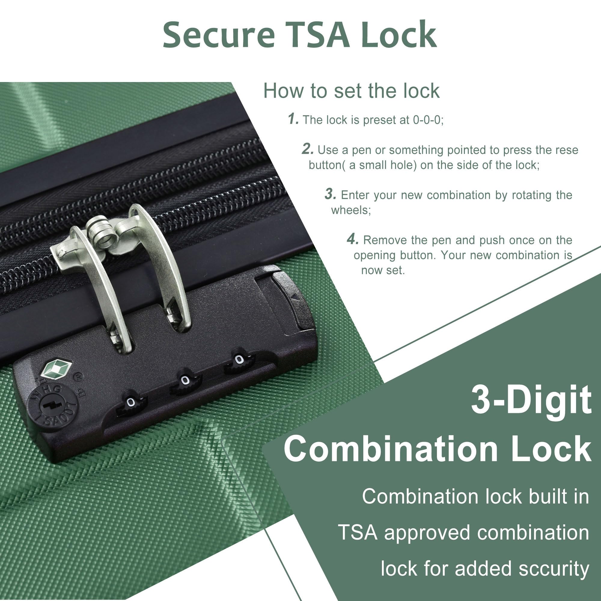 3-Piece Hardshell Luggage Set with TSA Locks - 20
