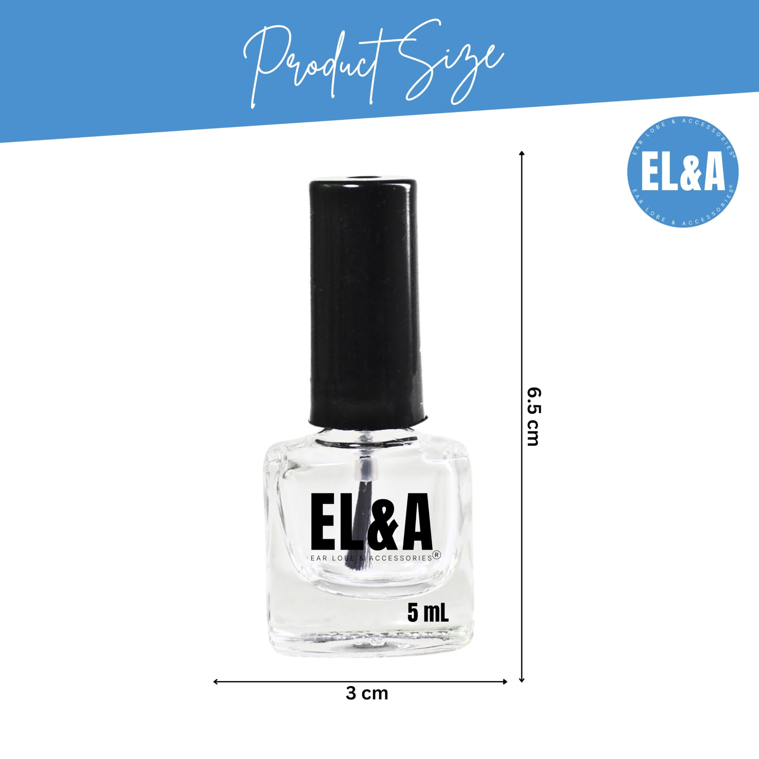 5ml Empty Nail Polish Bottles with Brush Cap - Clear Glass Refillable Containers (6.3x2.3cm) - Pack of 5 for DIY Nail Art, Essential Oils & Beauty Blending | Perfect for Salons, Home Use & Travel