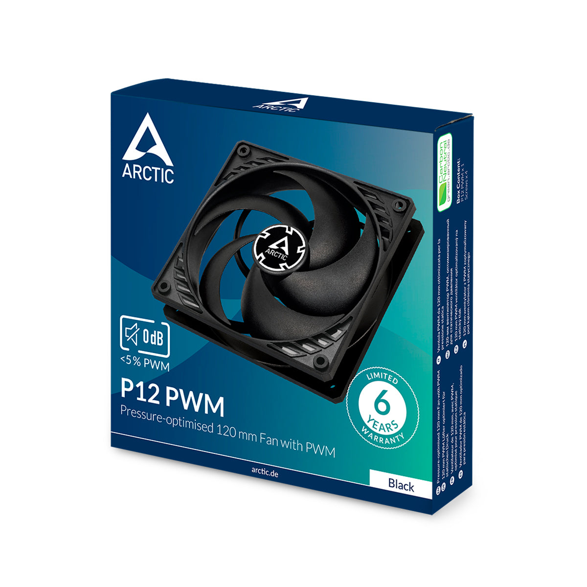 Arctic P12 PWM 120mm High Performance PC Cooling Fan - Black | Ultra Quiet Case Fan for Gaming PC, Workstation & Server Cooling | Perfect for CPU Coolers, PC Cases & Radiators