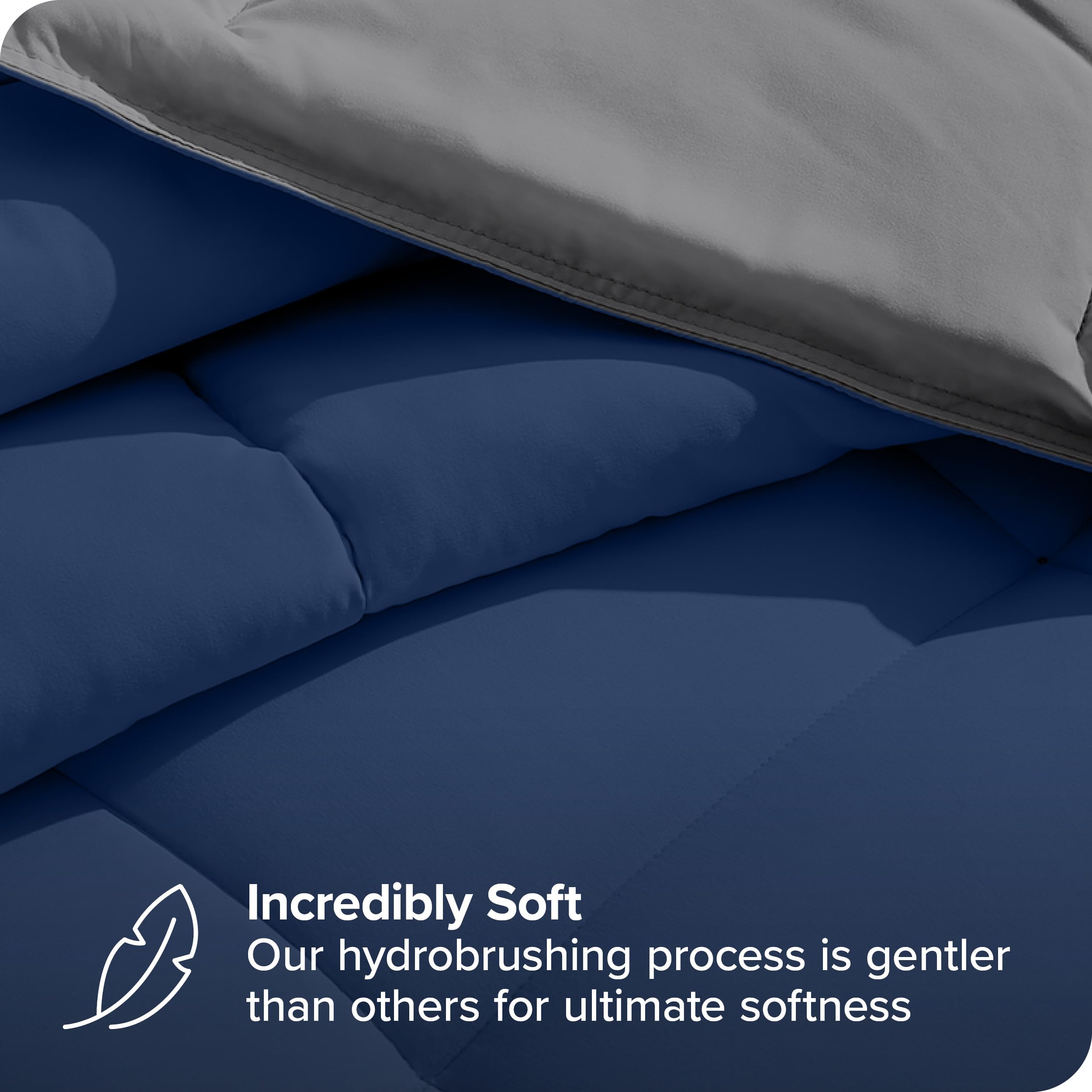 Bare Home Reversible Down Alternative Comforter & Sheet Set - Full XL Bed in a Bag - Ultra Soft Bedding Set (Dark Blue/Grey) - Perfect for Guest Rooms, Dorms & Cozy Bedrooms