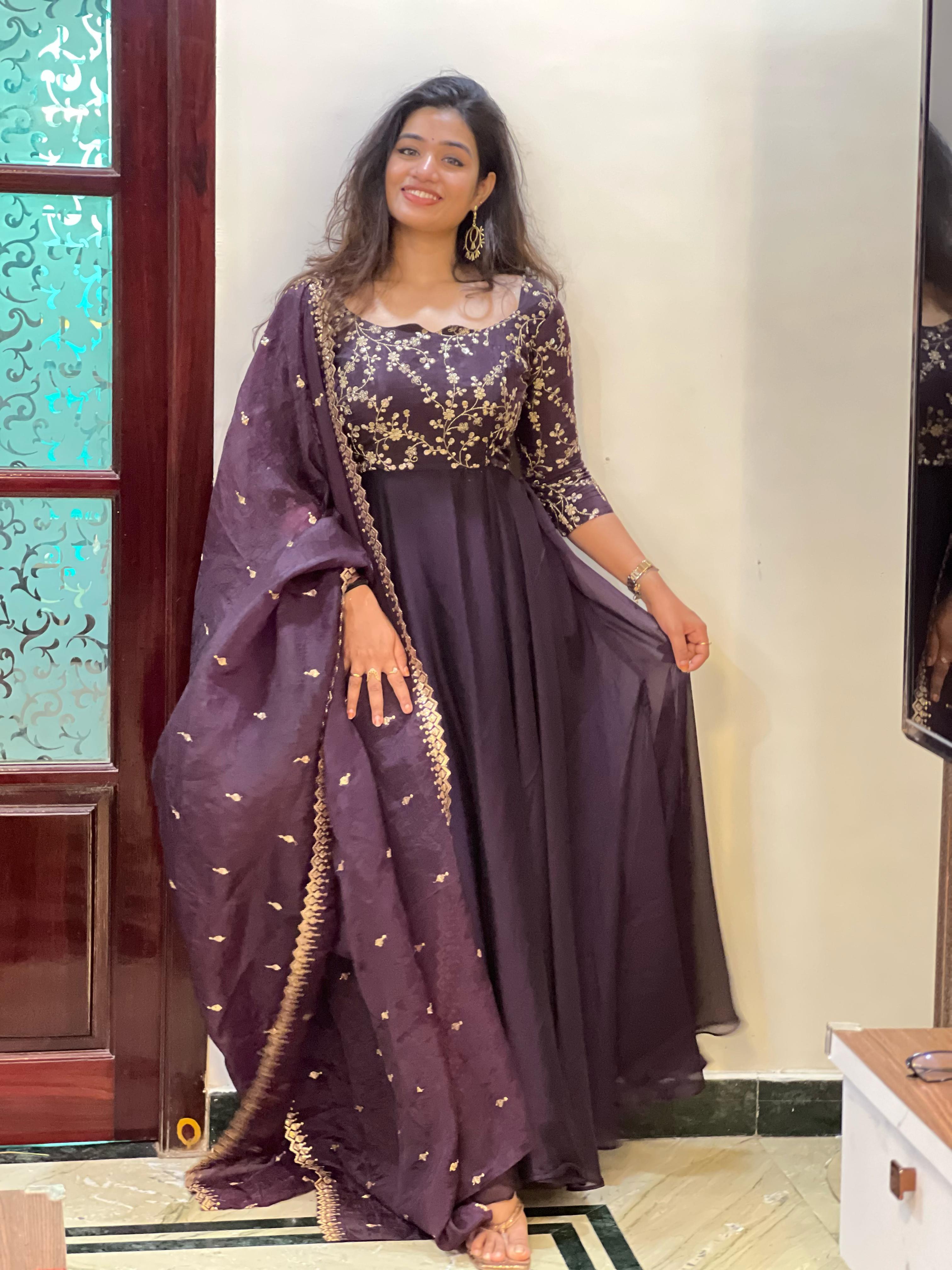 DD736 Kalyani Premium Anarkali Indian Ethnic Dress - Elegant Traditional Kurti for Women | Perfect for Weddings, Festivals & Special Occasions