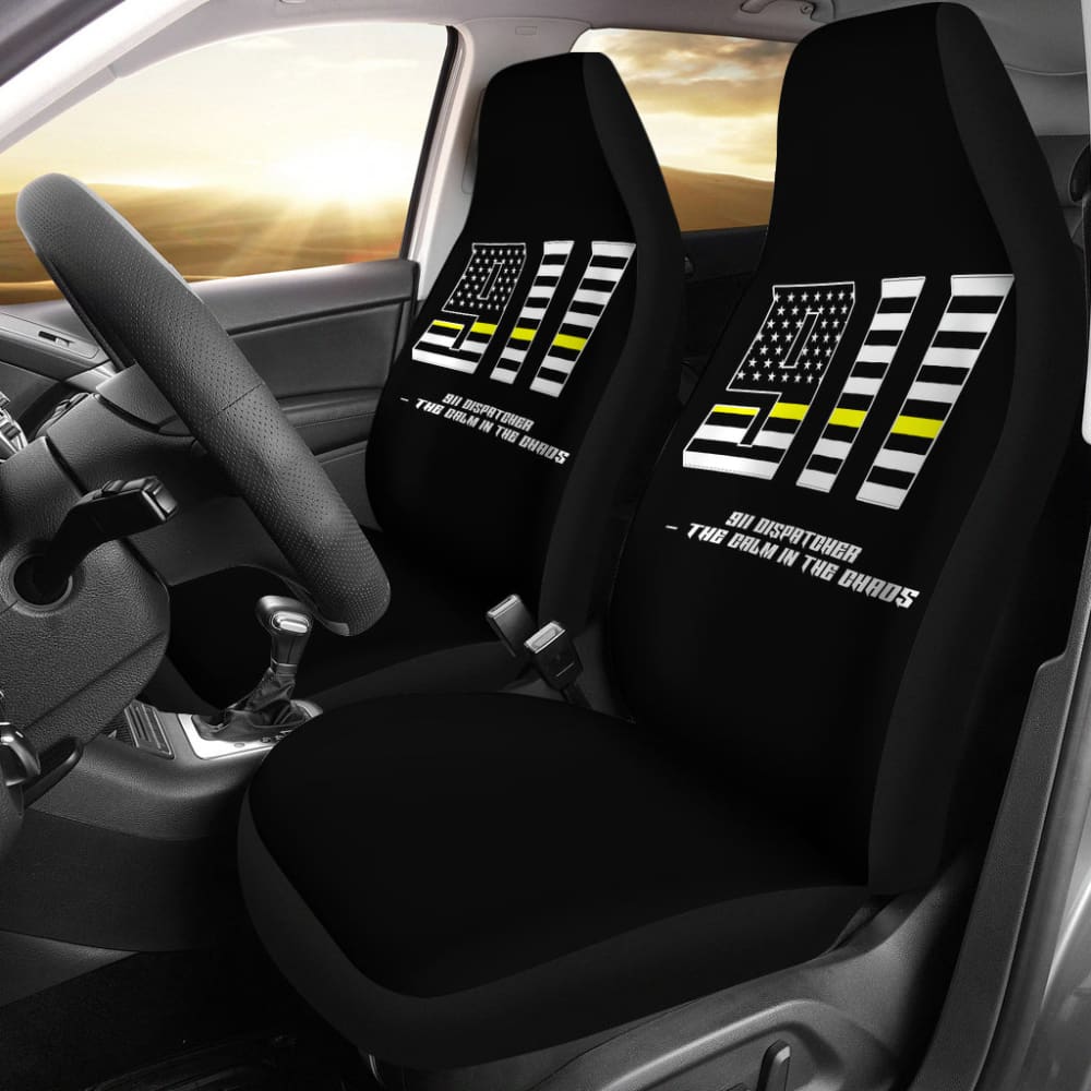 911 Dispatchers The Chaos Voice In The Dark Thin Yellow Line Car Seat Covers 213003 - Premium Custom Seat Covers for Police, EMS & First Responders - Perfect for Patrol Cars & Emergency Vehicles